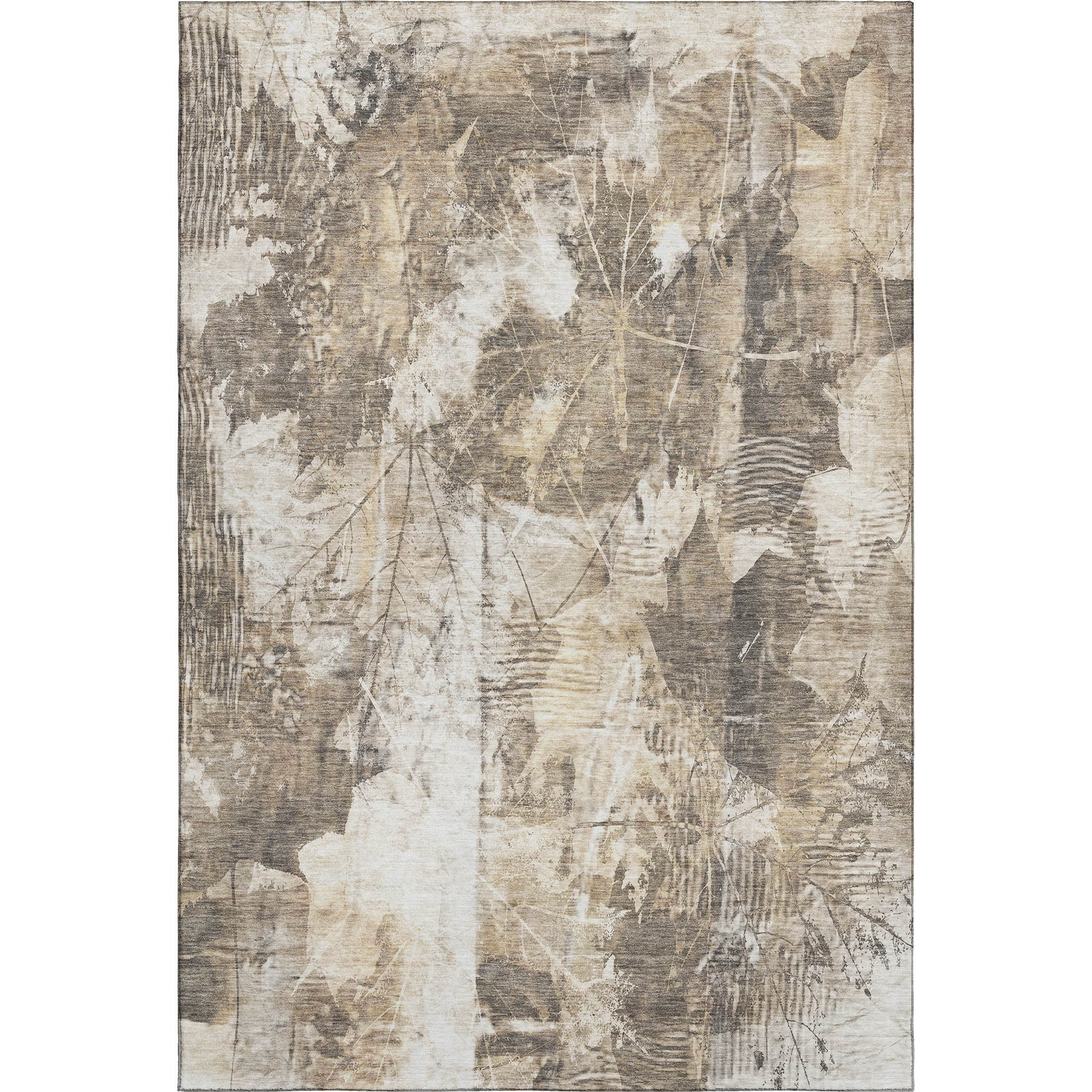 Kyoto Machine Washable Transitional Beige Brown Rug 2'6" x 3'10" #shape_Rectangle