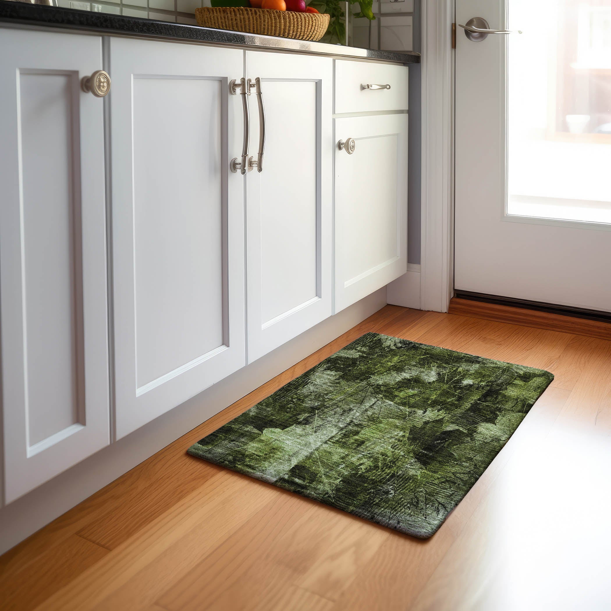 Kyoto Machine Washable Transitional Green Rug 1'8" x 2'6" #shape_Rectangle