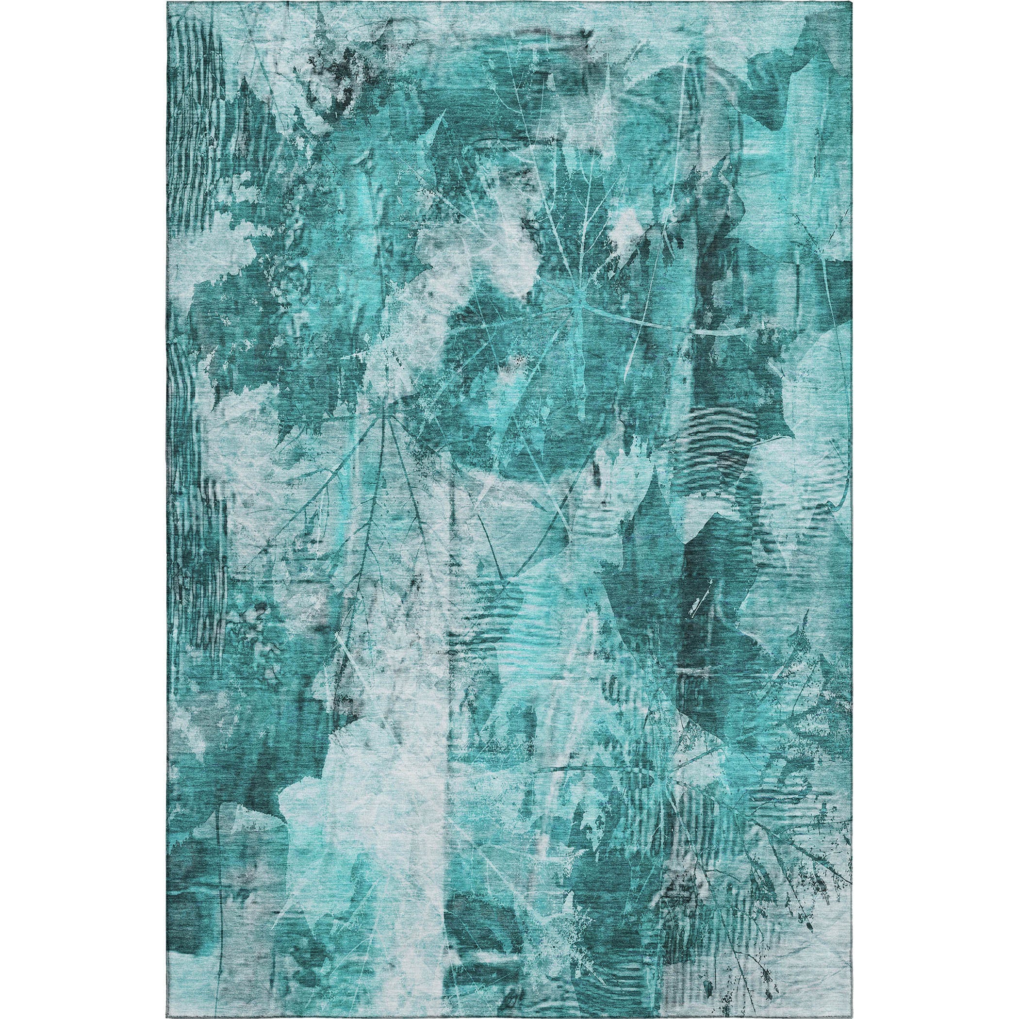Kyoto Machine Washable Transitional Teal Rug 2'6" x 3'10" #shape_Rectangle