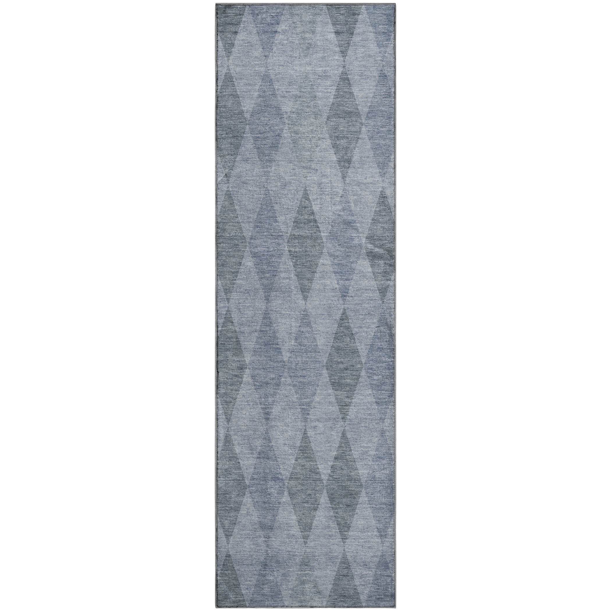 Kathmandu Machine Washable Transitional Denim Blue Rug 2'3" x 7'6" #shape_Runner