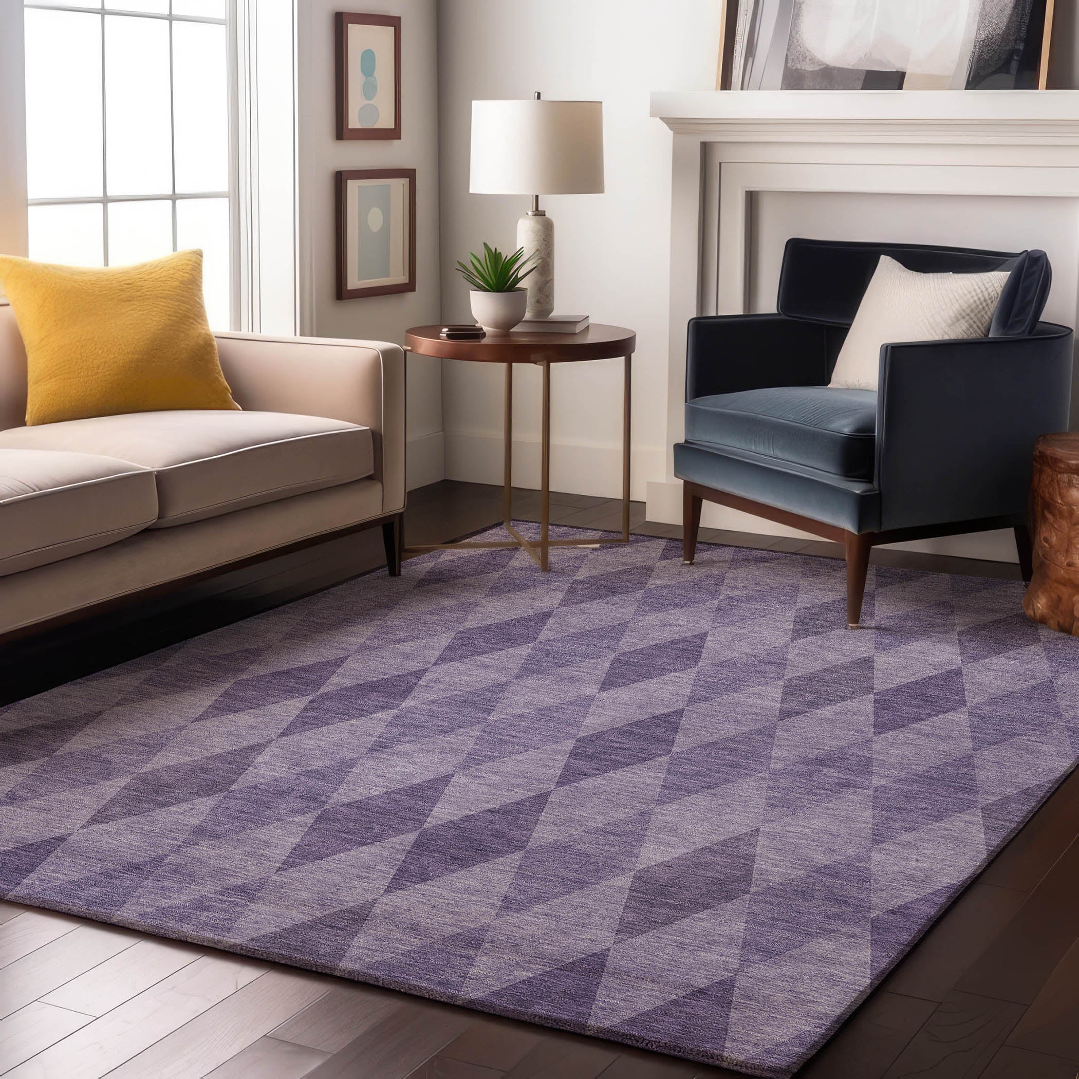 Kathmandu Machine Washable Transitional Purple Rug 2'6" x 3'10" #shape_Rectangle