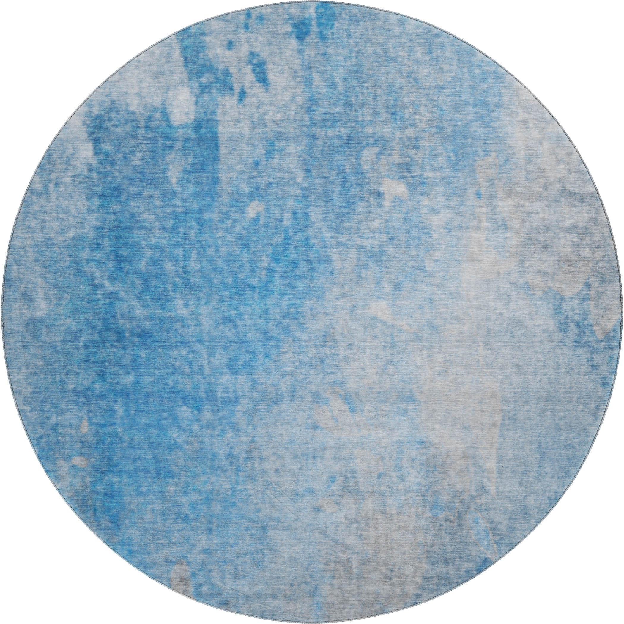 Mdina Machine Washable Transitional Blue Rug 8' x 8' #shape_Round