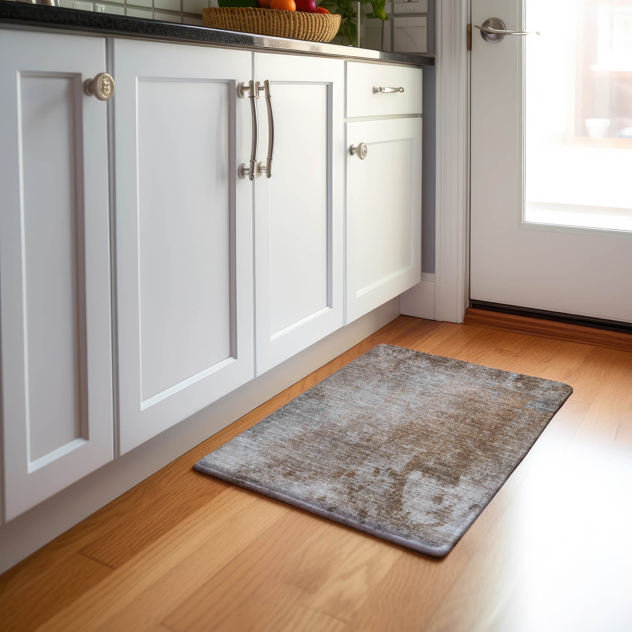 Mdina Machine Washable Transitional Mocha Brown Rug 1'8" x 2'6" #shape_Rectangle
