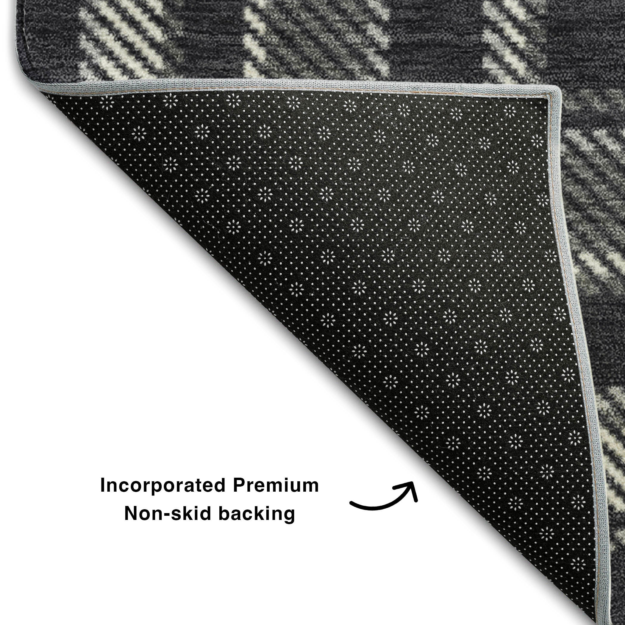 Luang Prabang Machine Washable Transitional Black Rug 1'8" x 2'6" #shape_Rectangle