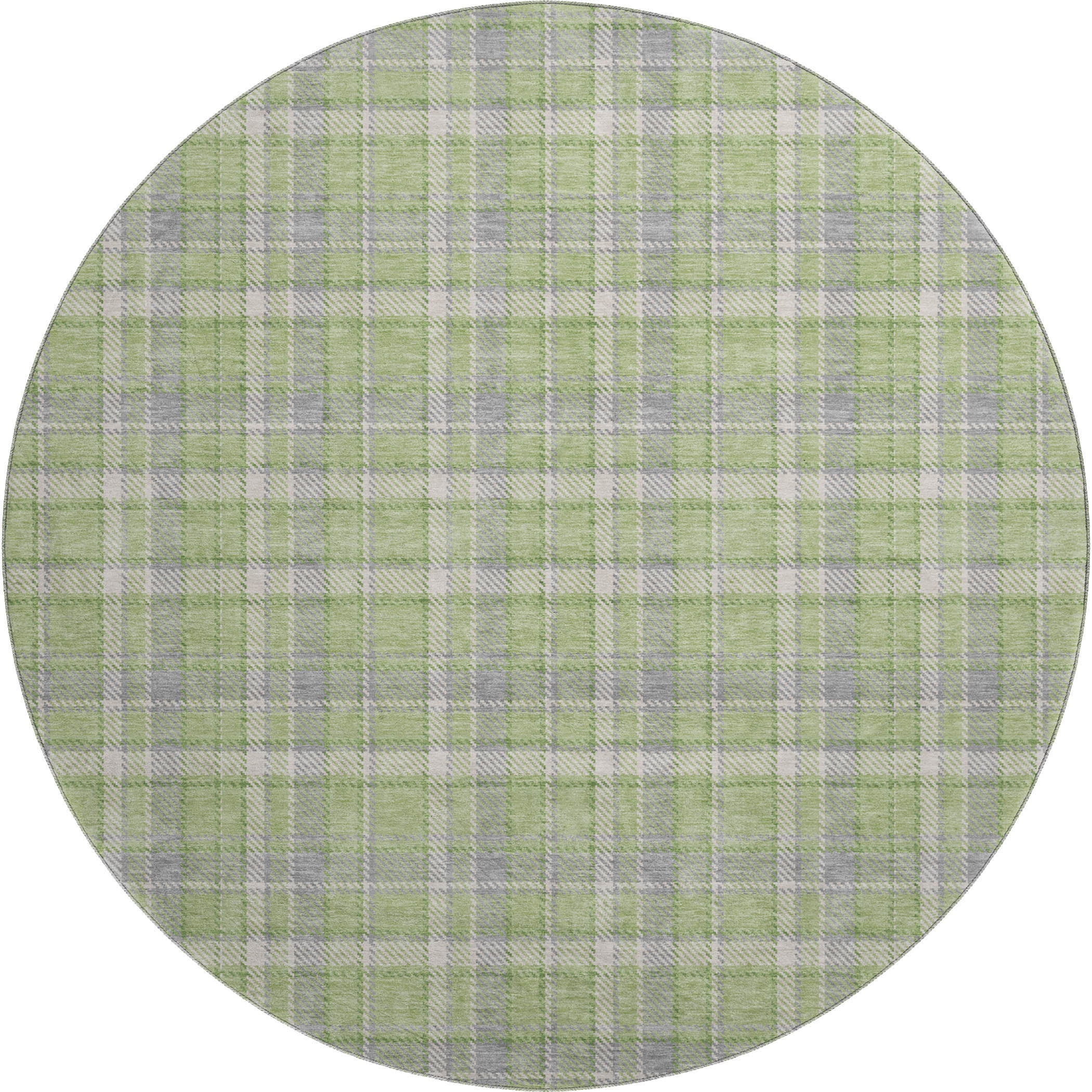 Luang Prabang Machine Washable Transitional Green Rug 8' x 8' #shape_Round