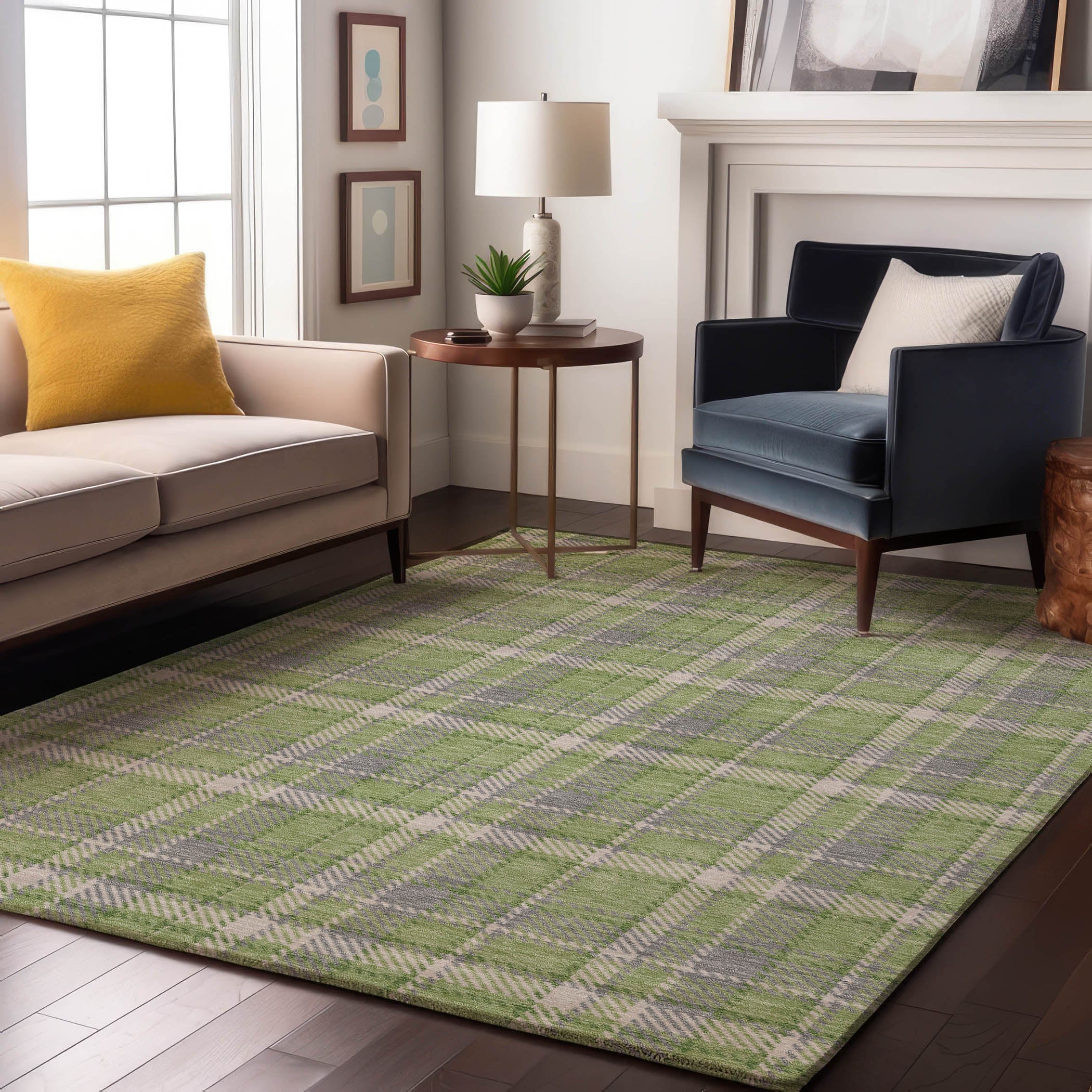 Luang Prabang Machine Washable Transitional Green Rug 2'6" x 3'10" #shape_Rectangle