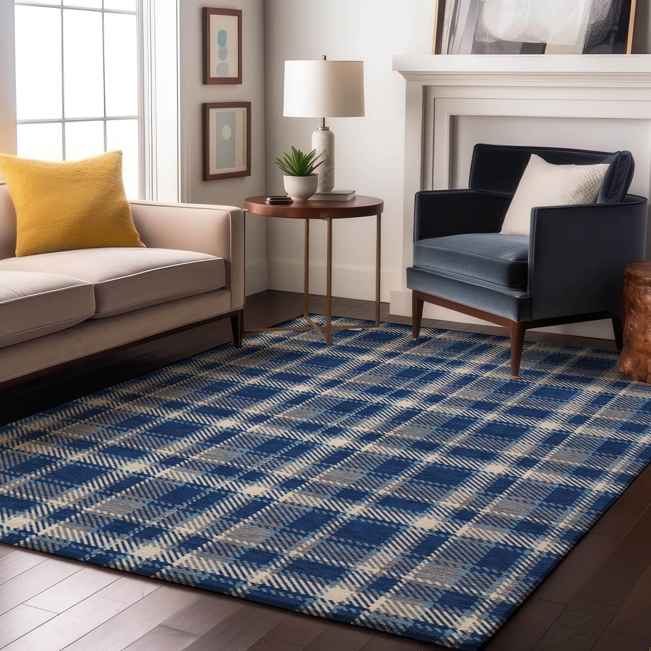 Luang Prabang Machine Washable Transitional Navy Blue Rug 2'6" x 3'10" #shape_Rectangle