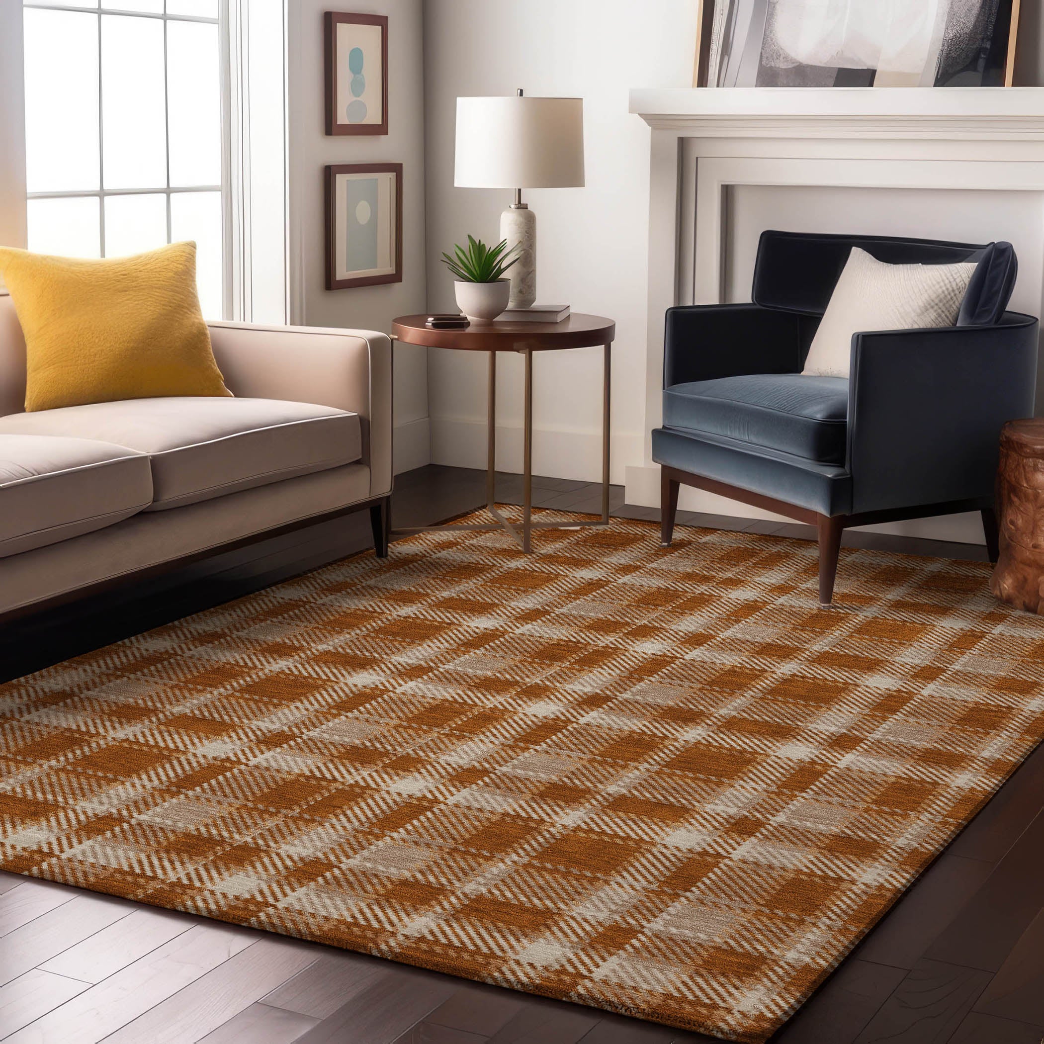 Luang Prabang Machine Washable Transitional Paprika Orange Rug 2'6" x 3'10" #shape_Rectangle