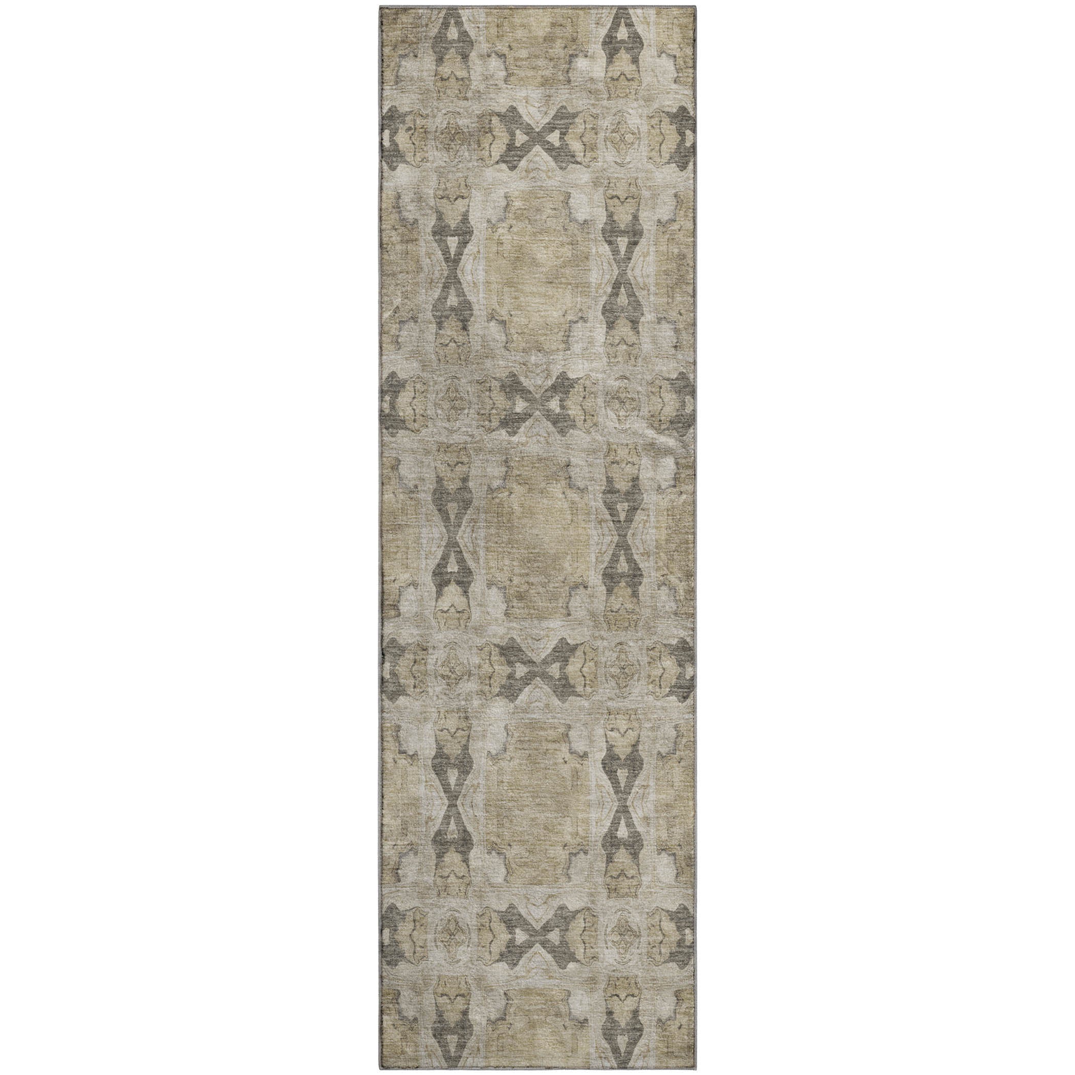 Hoi An Machine Washable Transitional Beige Brown Rug 2'3" x 7'6" #shape_Runner