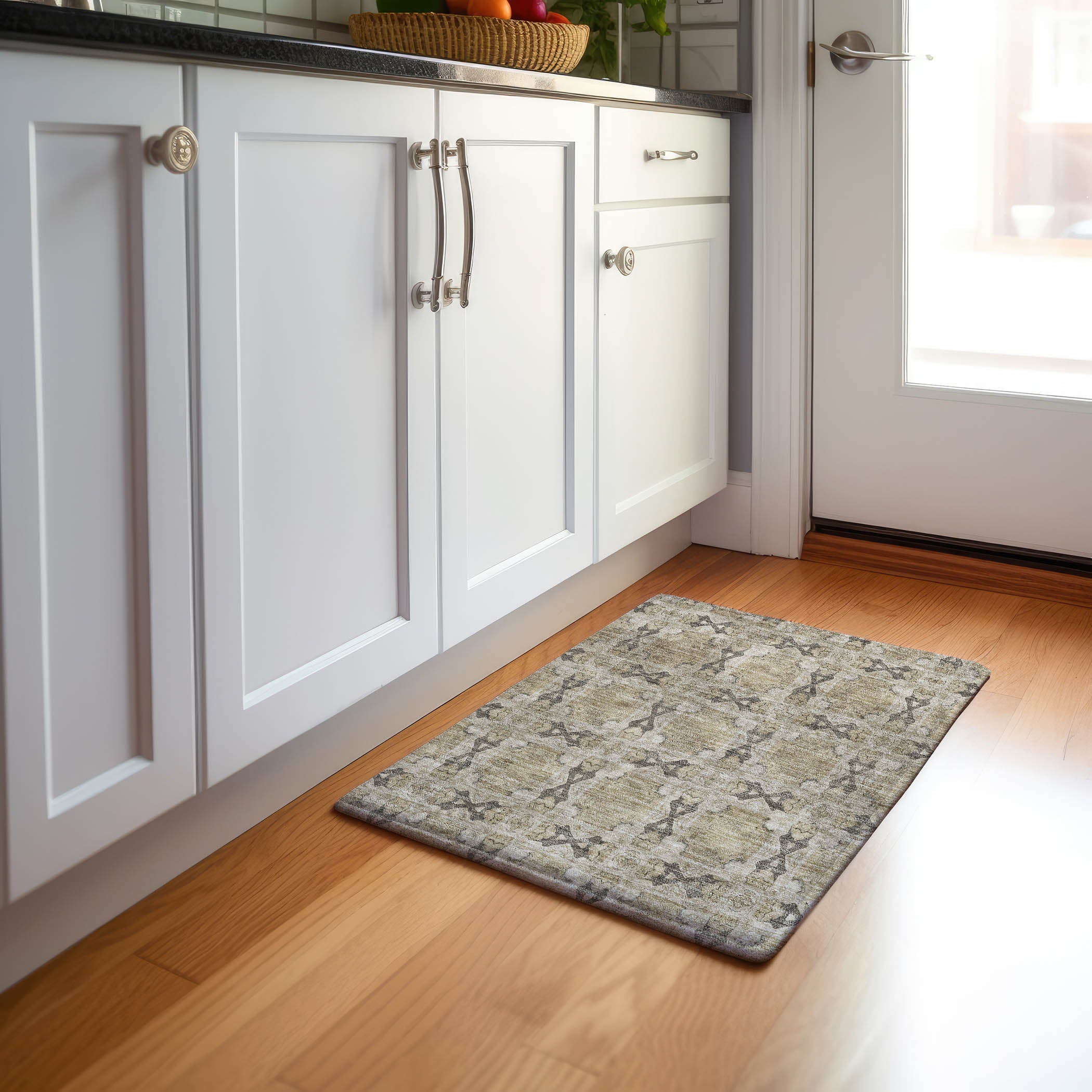Hoi An Machine Washable Transitional Beige Brown Rug 1'8" x 2'6" #shape_Rectangle