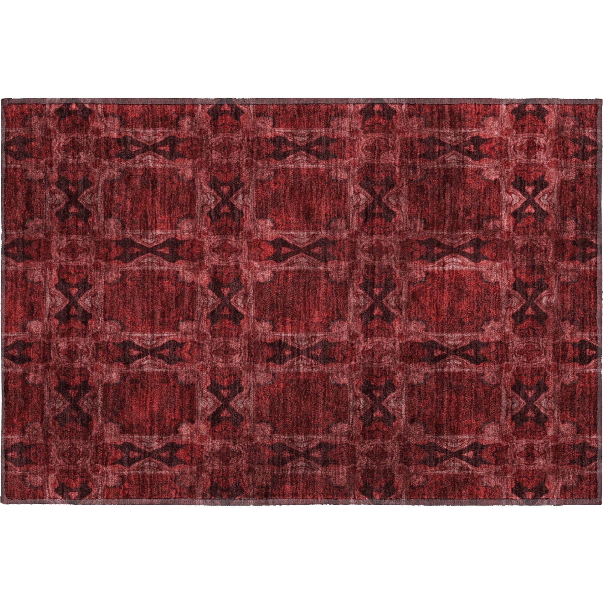 Hoi An Machine Washable Transitional Burgundy Red Rug 1'8" x 2'6" #shape_Rectangle