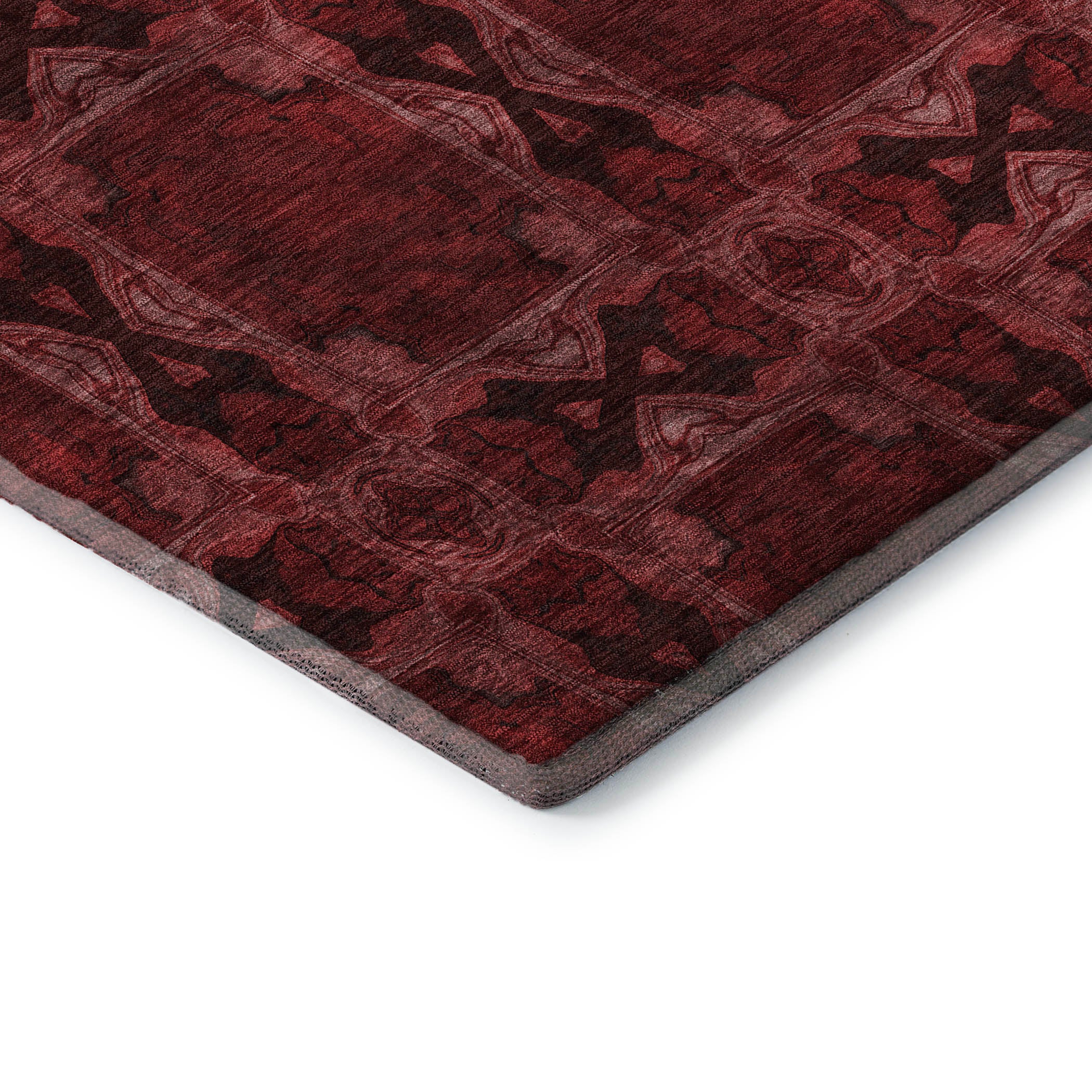 Hoi An Machine Washable Transitional Burgundy Red Rug 1'8" x 2'6" #shape_Rectangle
