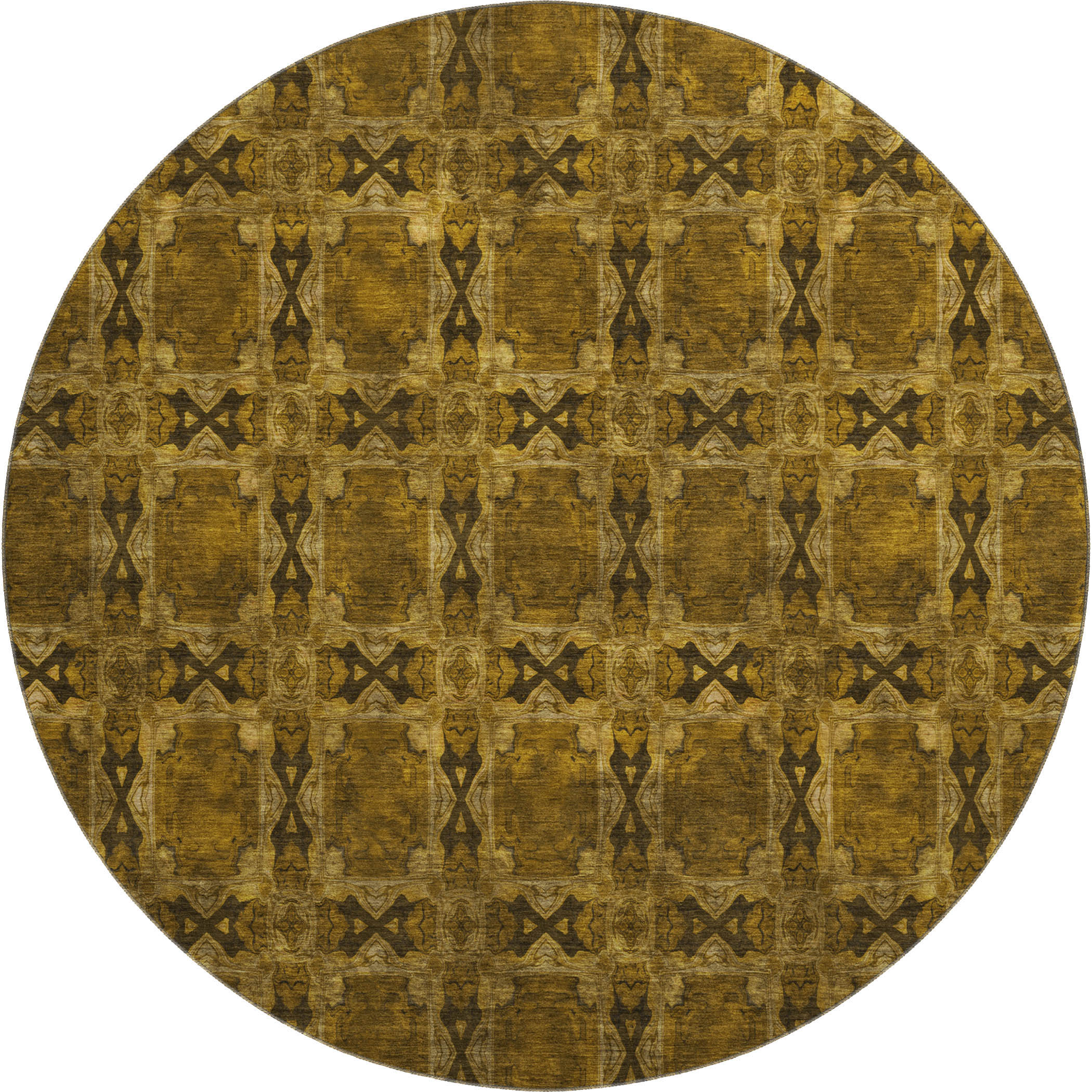 Hoi An Machine Washable Transitional Chocolate Brown Rug 8' x 8' #shape_Round