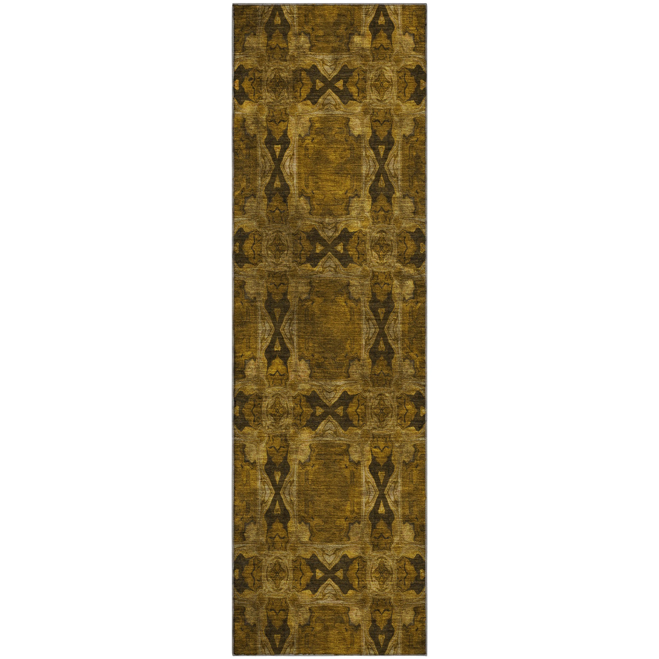Hoi An Machine Washable Transitional Chocolate Brown Rug 2'3" x 7'6" #shape_Runner