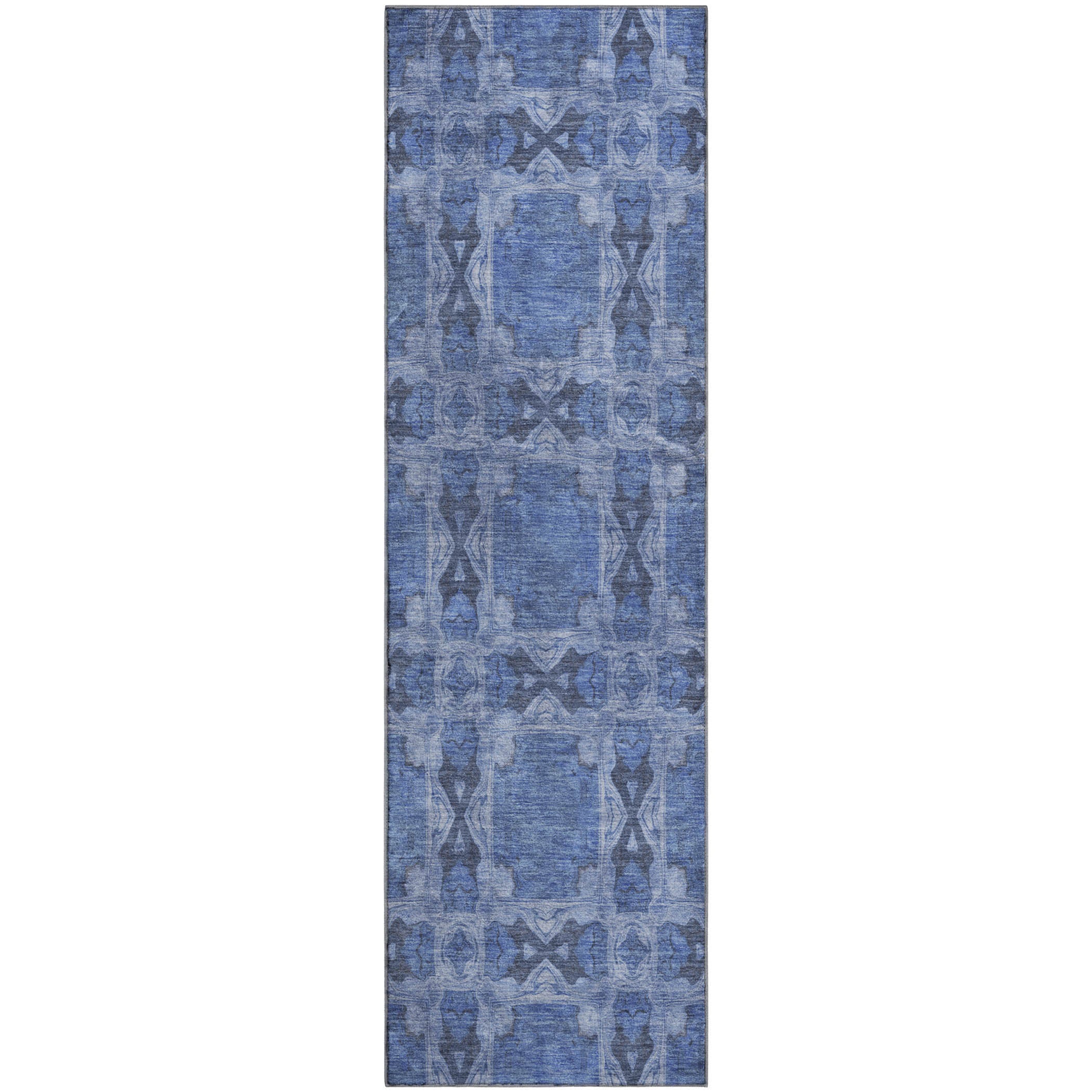 Hoi An Machine Washable Transitional Denim Blue Rug 2'3" x 7'6" #shape_Runner