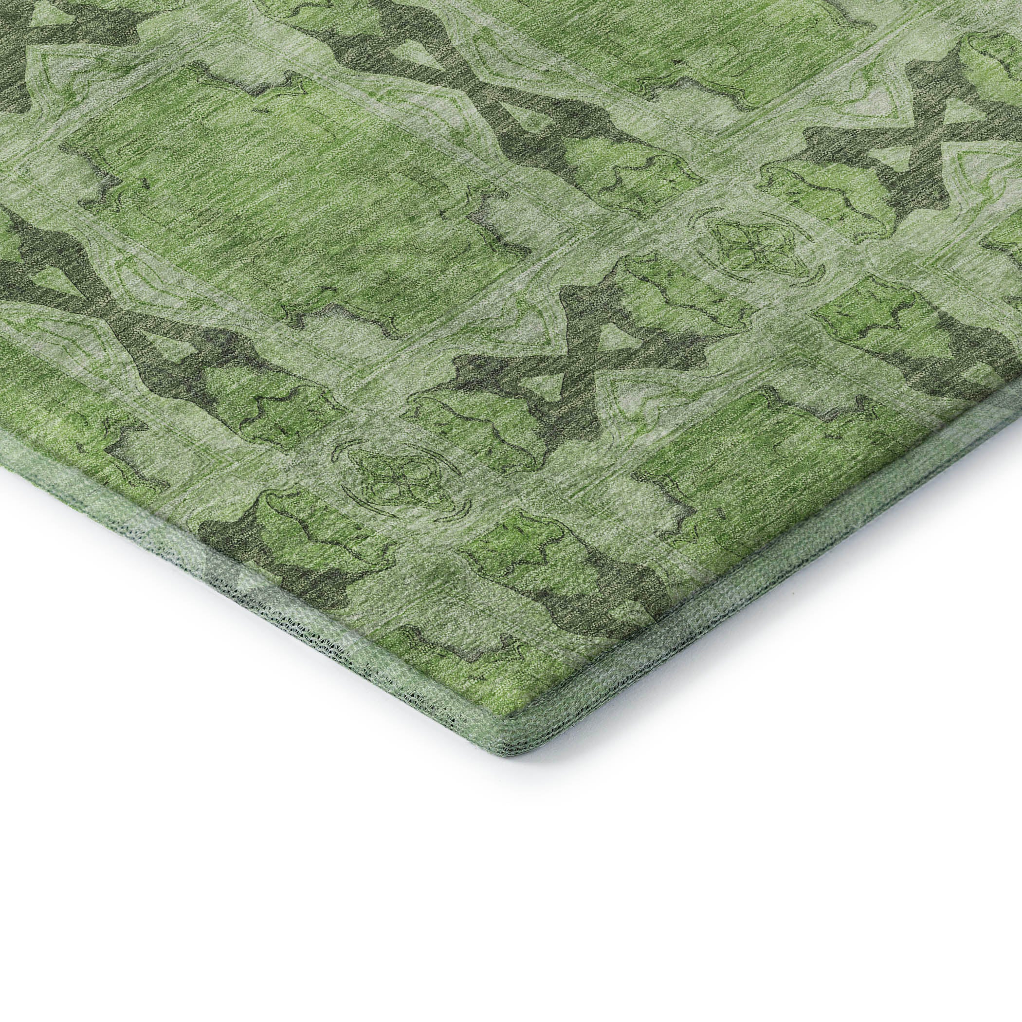 Hoi An Machine Washable Transitional Green Rug 1'8" x 2'6" #shape_Rectangle
