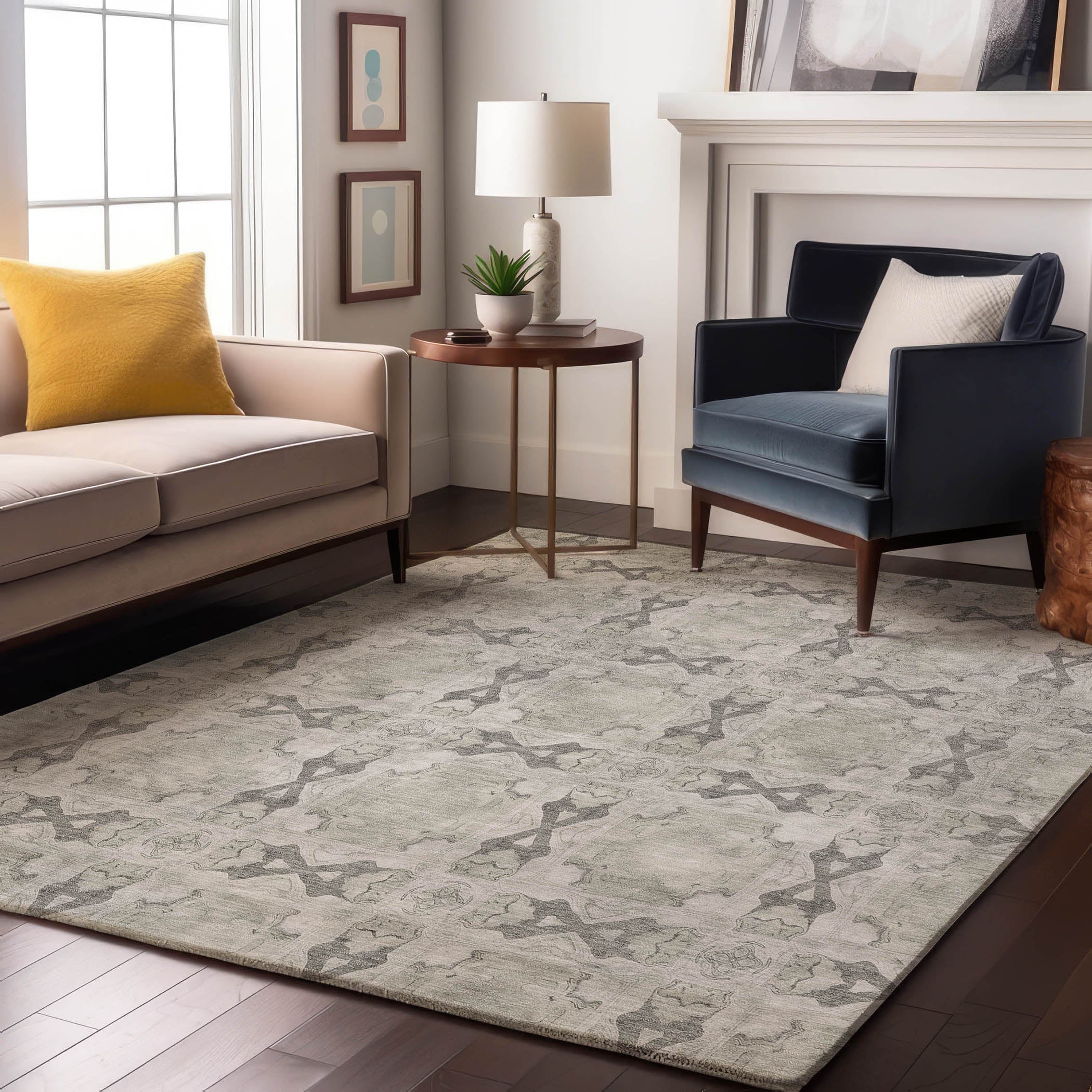 Hoi An Machine Washable Transitional Ivory Rug 2'6" x 3'10" #shape_Rectangle