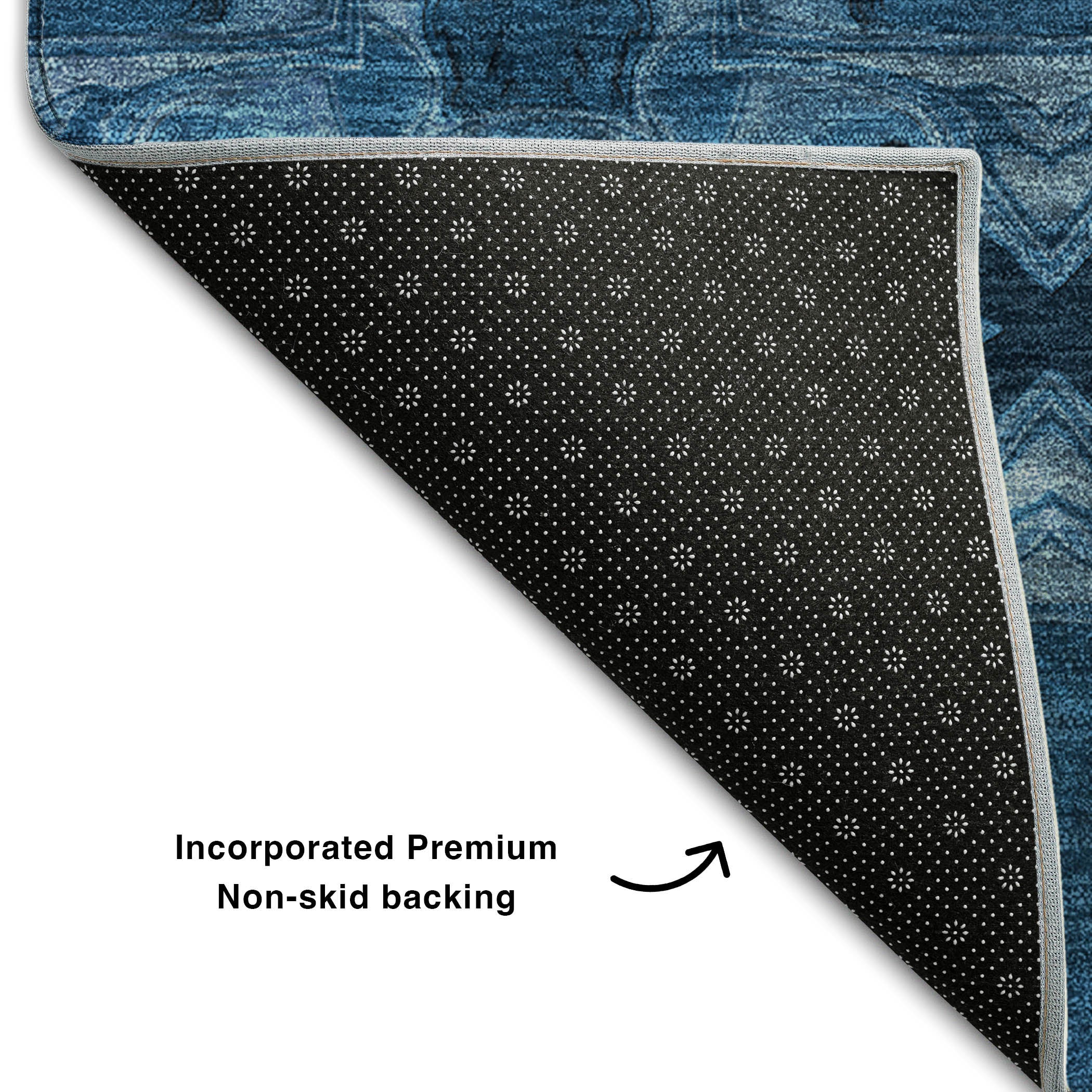 Hoi An Machine Washable Transitional Navy Blue Rug 1'8" x 2'6" #shape_Rectangle