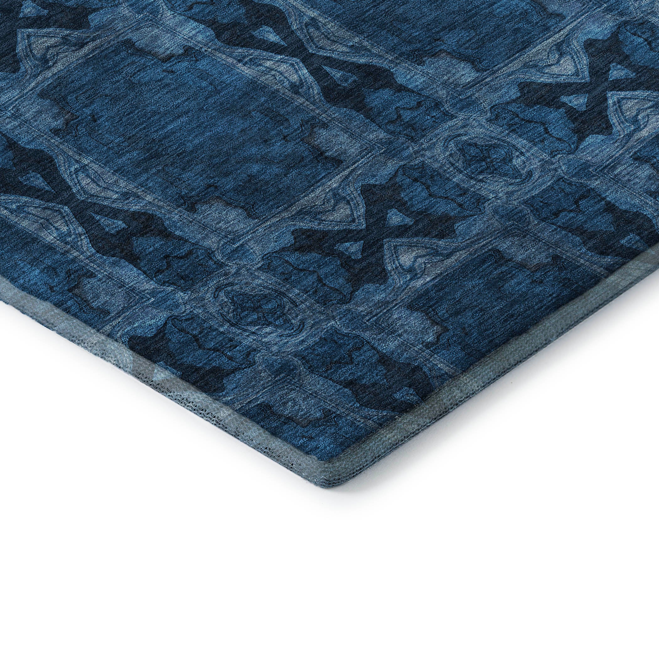 Hoi An Machine Washable Transitional Navy Blue Rug 1'8" x 2'6" #shape_Rectangle