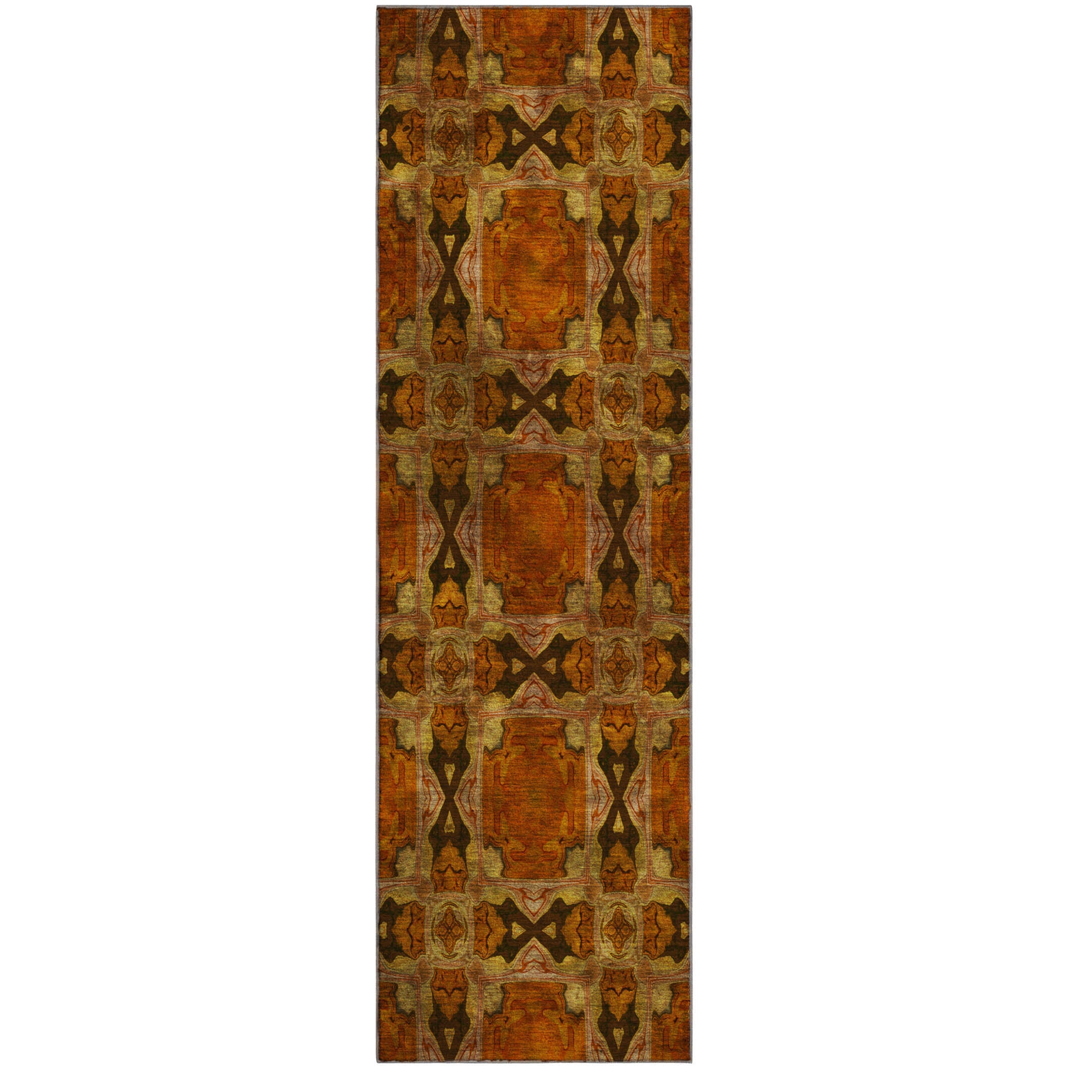 Hoi An Machine Washable Transitional Paprika Orange Rug 2'3" x 7'6" #shape_Runner