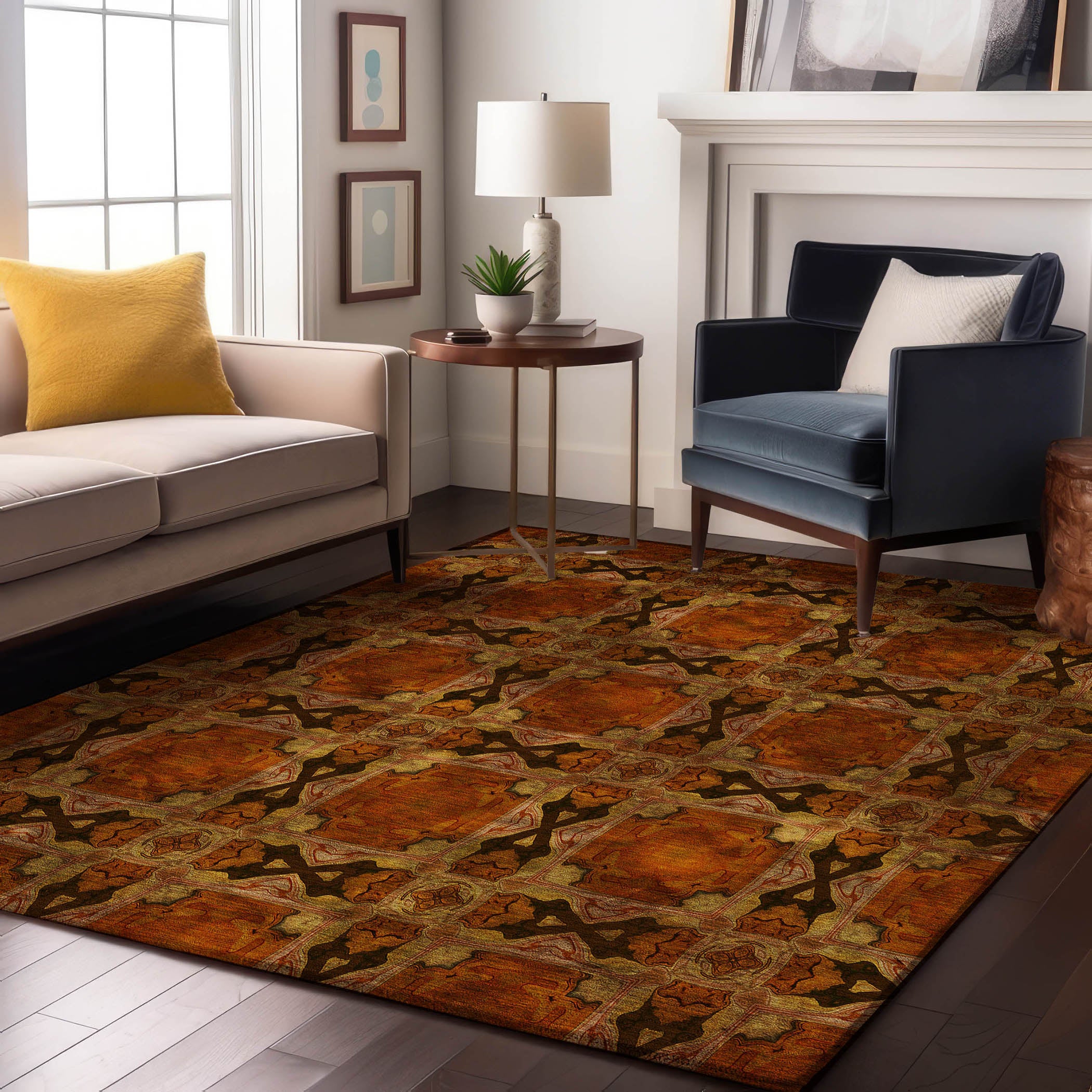 Hoi An Machine Washable Transitional Paprika Orange Rug 2'6" x 3'10" #shape_Rectangle
