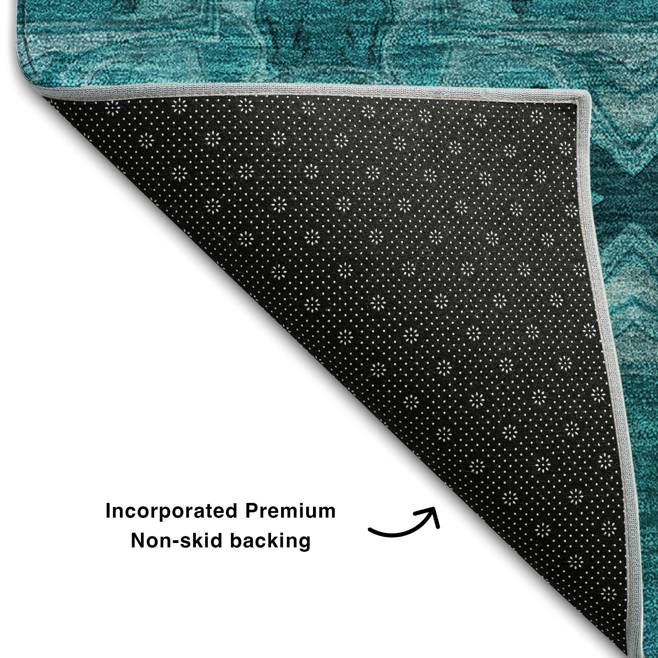 Hoi An Machine Washable Transitional Teal Rug 1'8" x 2'6" #shape_Rectangle