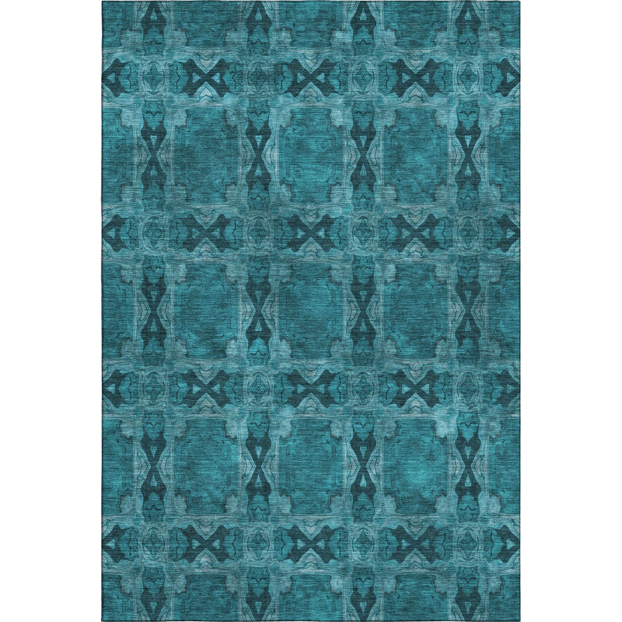 Hoi An Machine Washable Transitional Teal Rug 2'6" x 3'10" #shape_Rectangle
