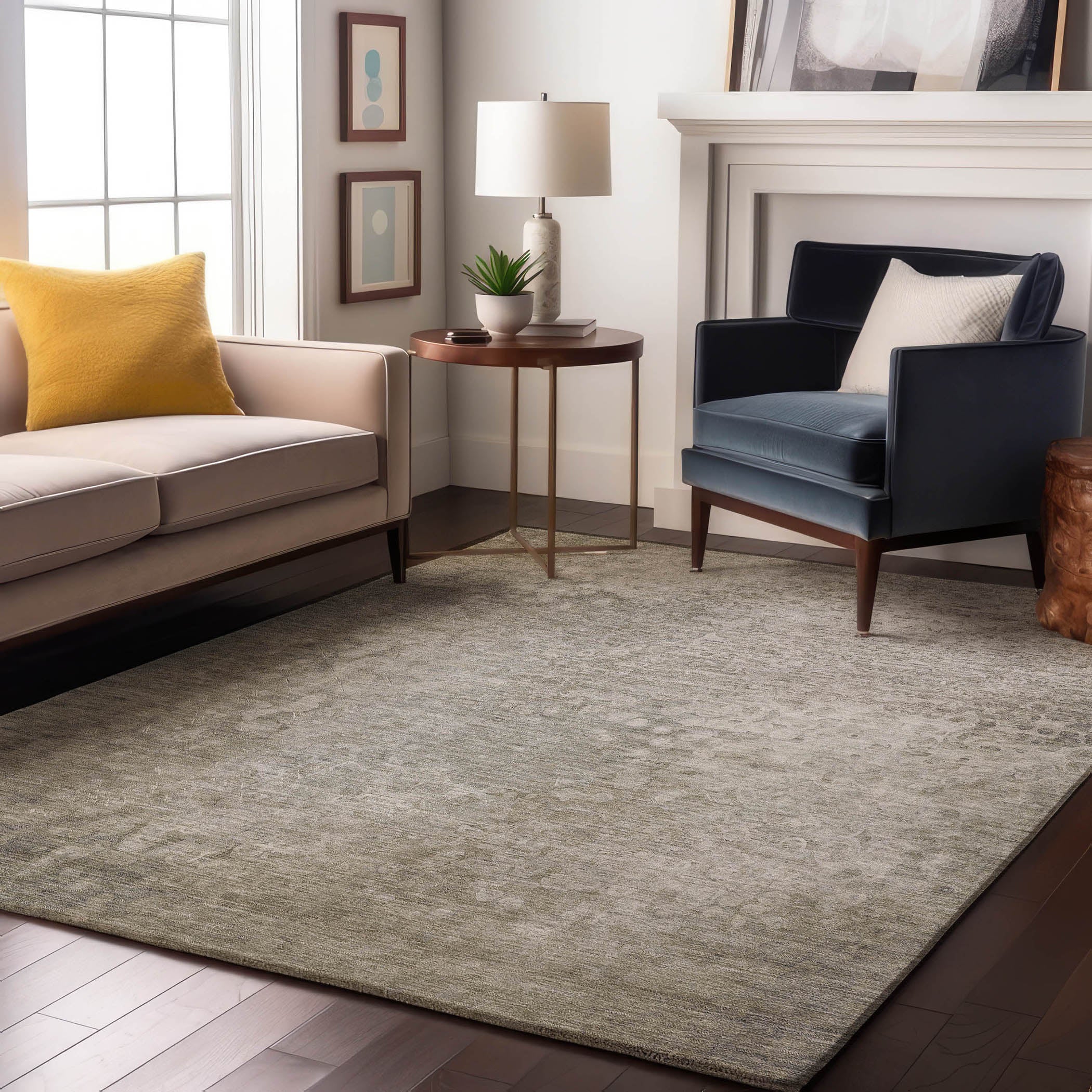 Kotor Machine Washable Transitional Beige Brown Rug 2'6" x 3'10" #shape_Rectangle