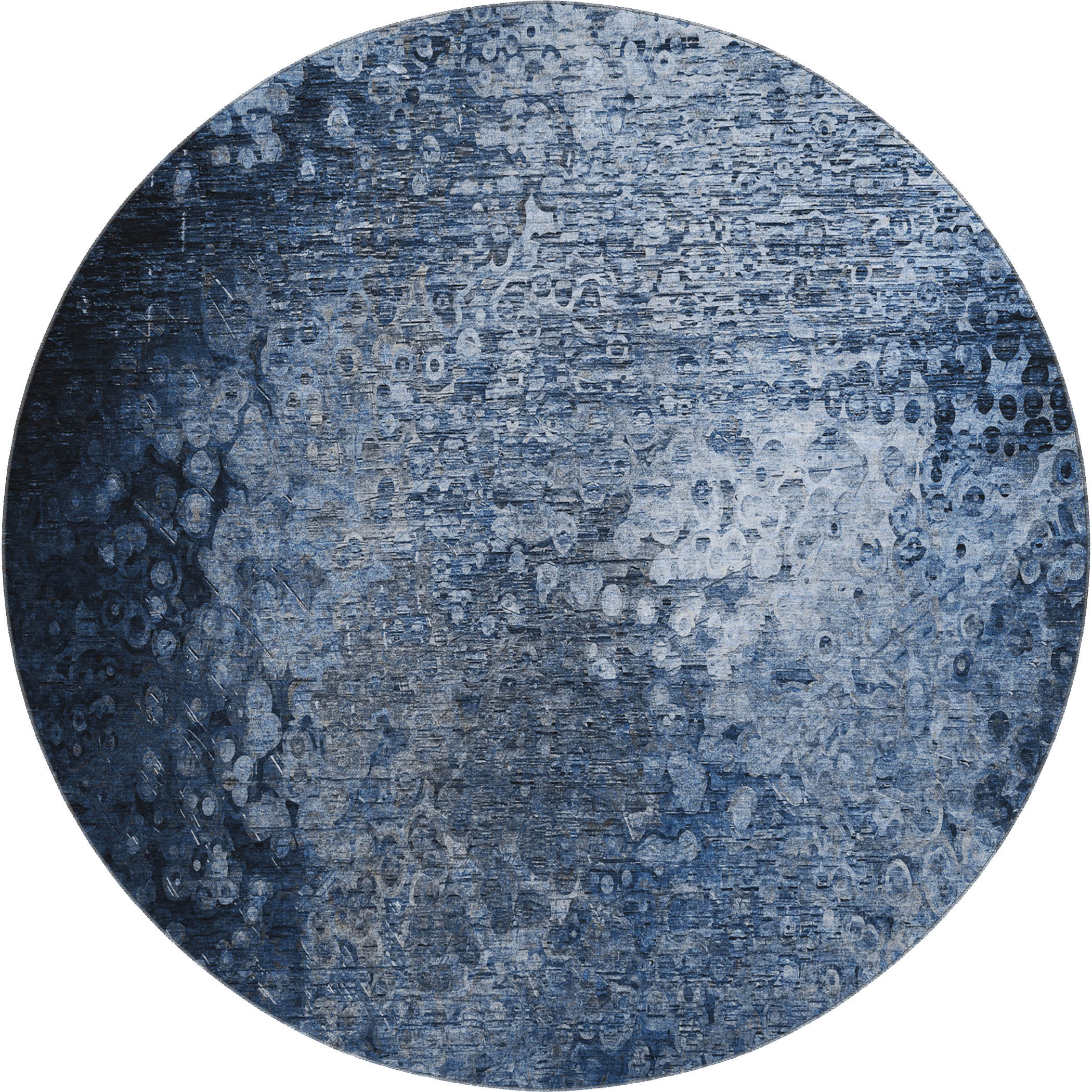 Kotor Machine Washable Transitional Blue Rug 8' x 8' #shape_Round