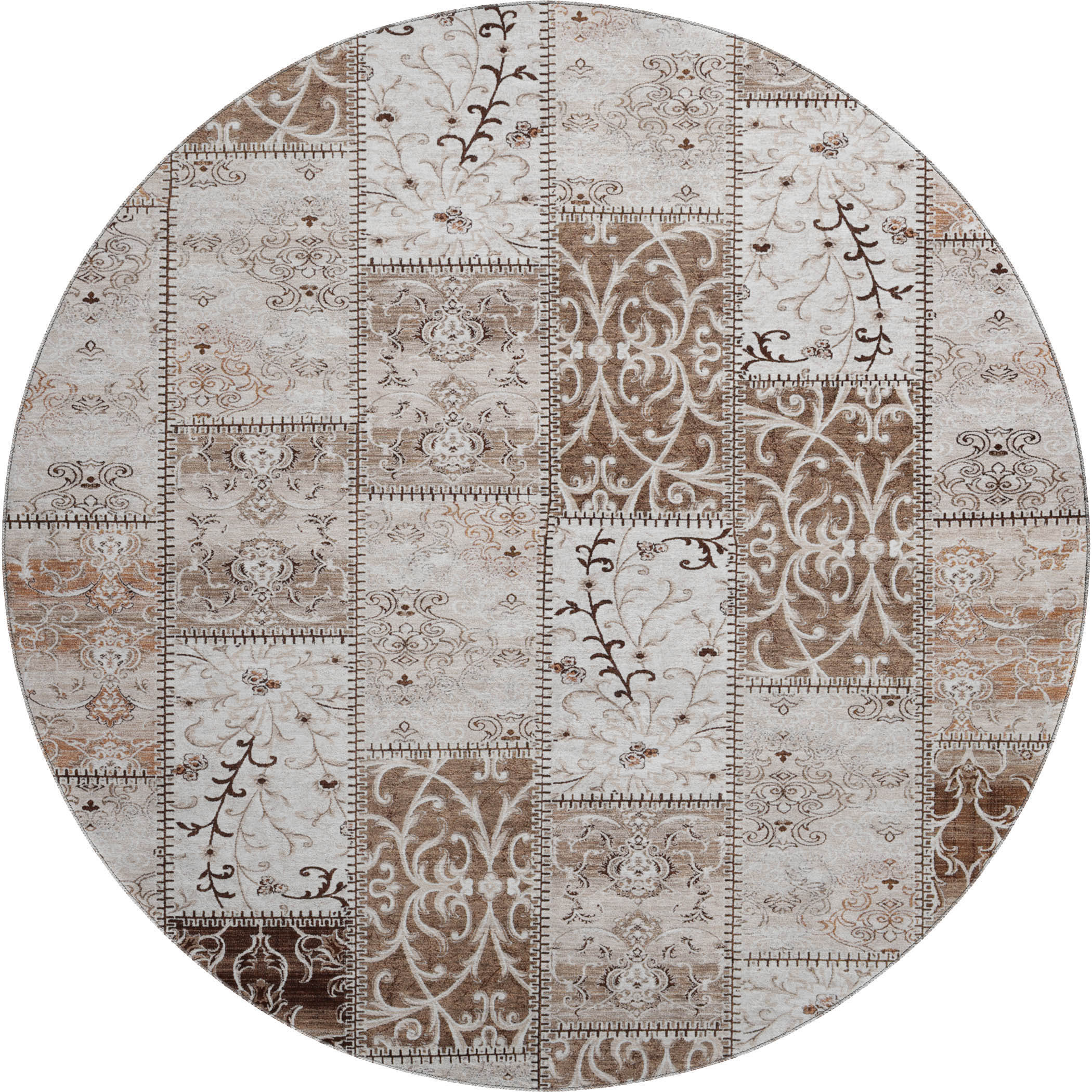 Jaipur Machine Washable Transitional Beige Brown Rug 8' x 8' #shape_Round