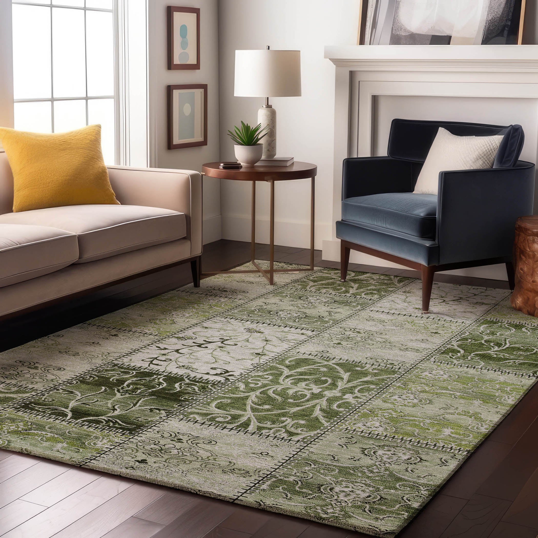 Jaipur Machine Washable Transitional Green Rug 2'6" x 3'10" #shape_Rectangle