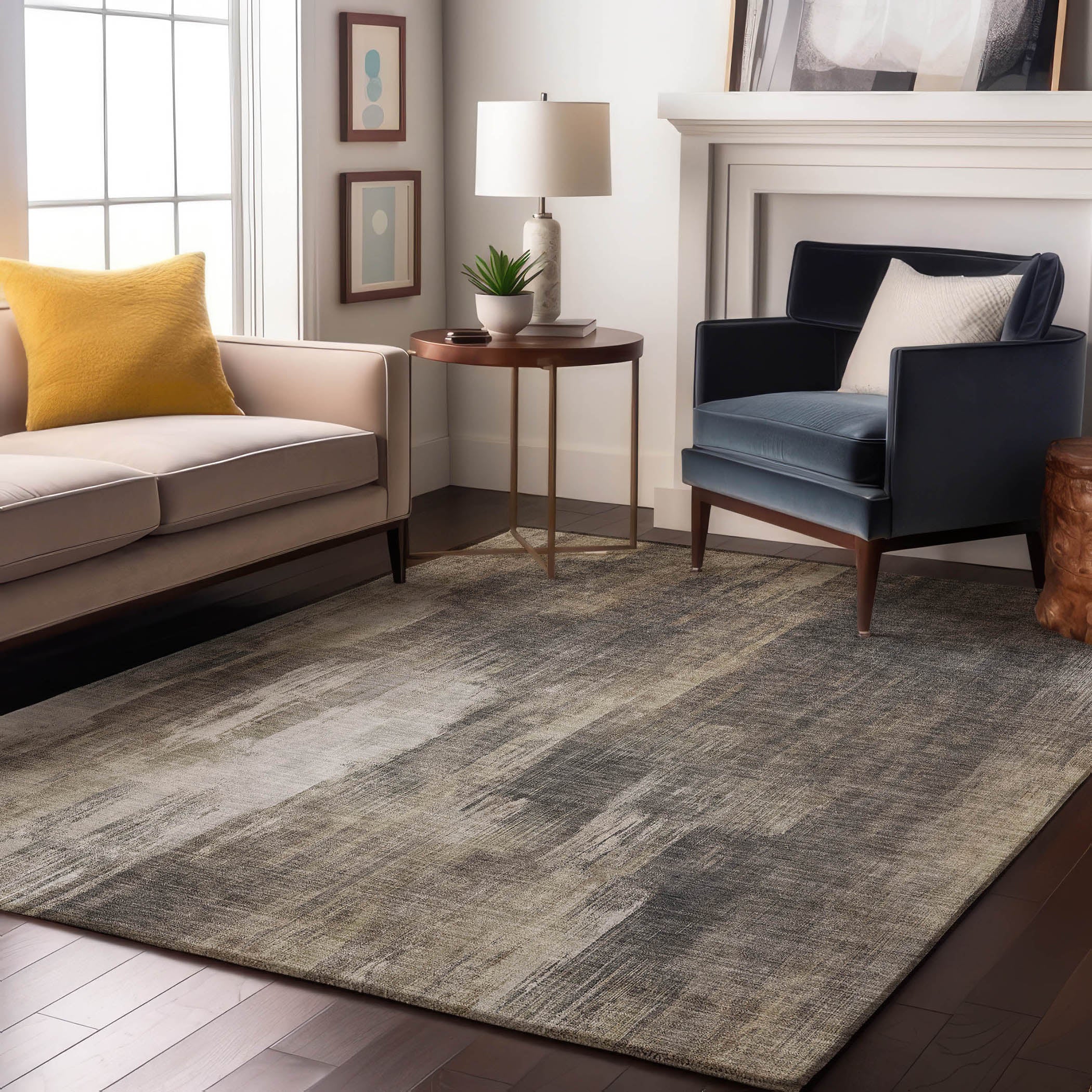 Reykjavik Machine Washable Transitional Taupe Brown Rug 2'6" x 3'10" #shape_Rectangle