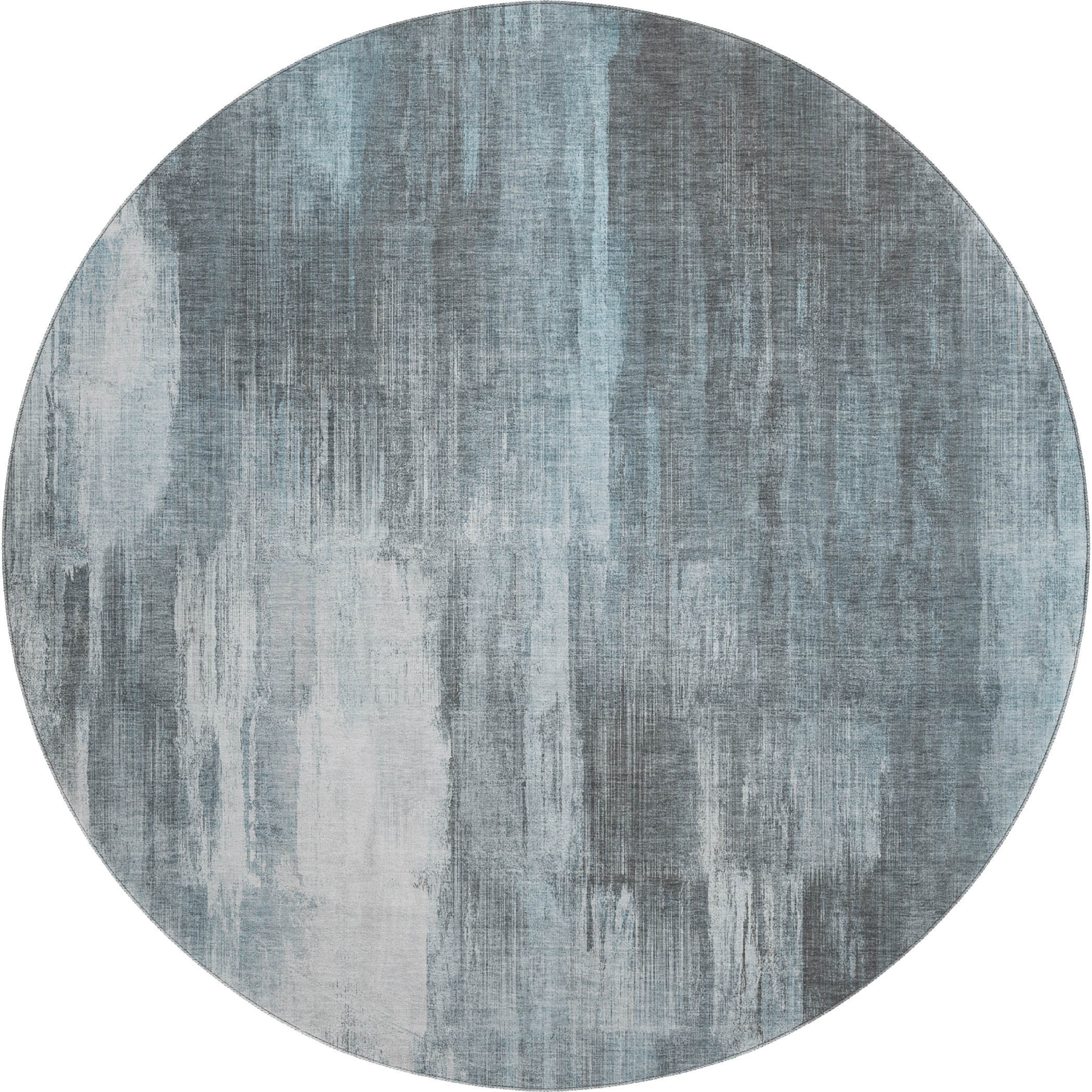 Reykjavik Machine Washable Transitional Teal Rug 8' x 8' #shape_Round