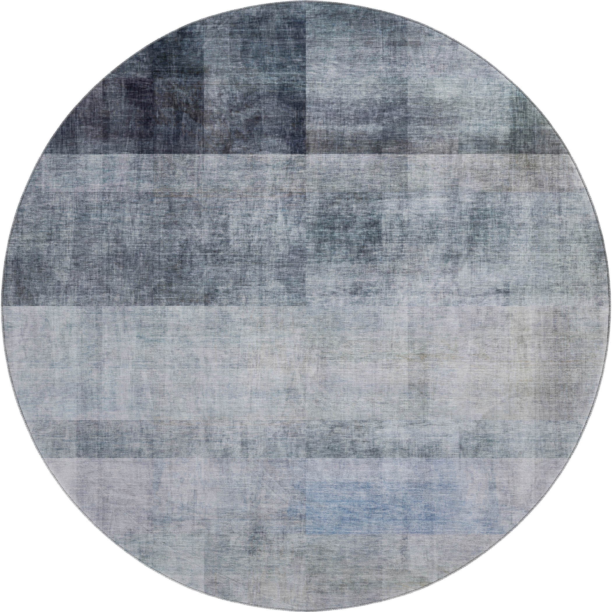 Lucerne Machine Washable Transitional Navy Blue Rug 8' x 8' #shape_Round