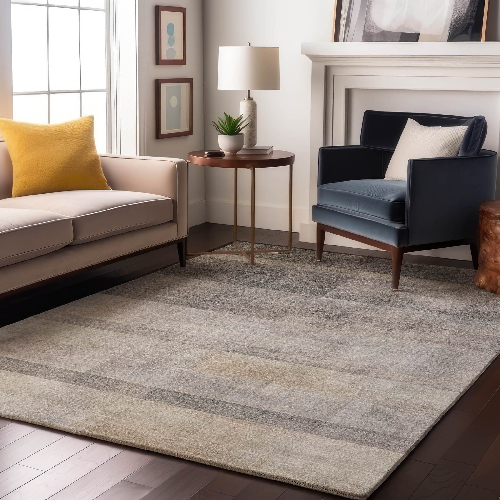 Lucerne Machine Washable Transitional Taupe Brown Rug 2'6" x 3'10" #shape_Rectangle
