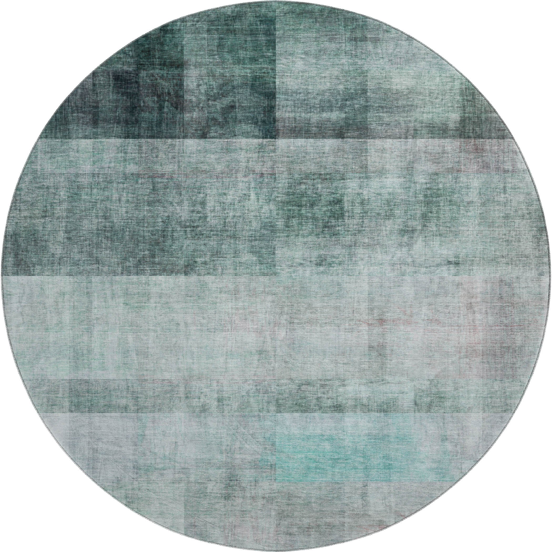 Lucerne Machine Washable Transitional Teal Rug 8' x 8' #shape_Round