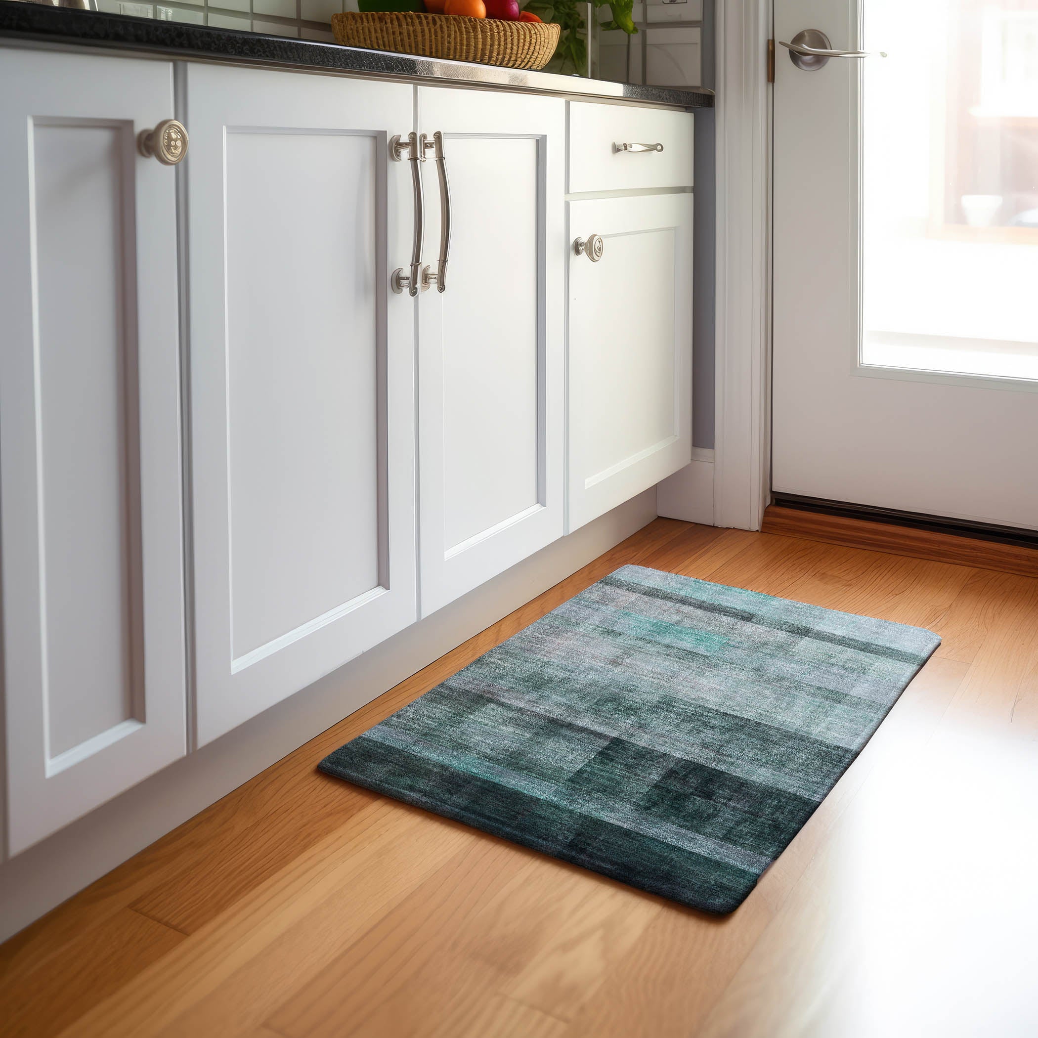 Lucerne Machine Washable Transitional Teal Rug 1'8" x 2'6" #shape_Rectangle