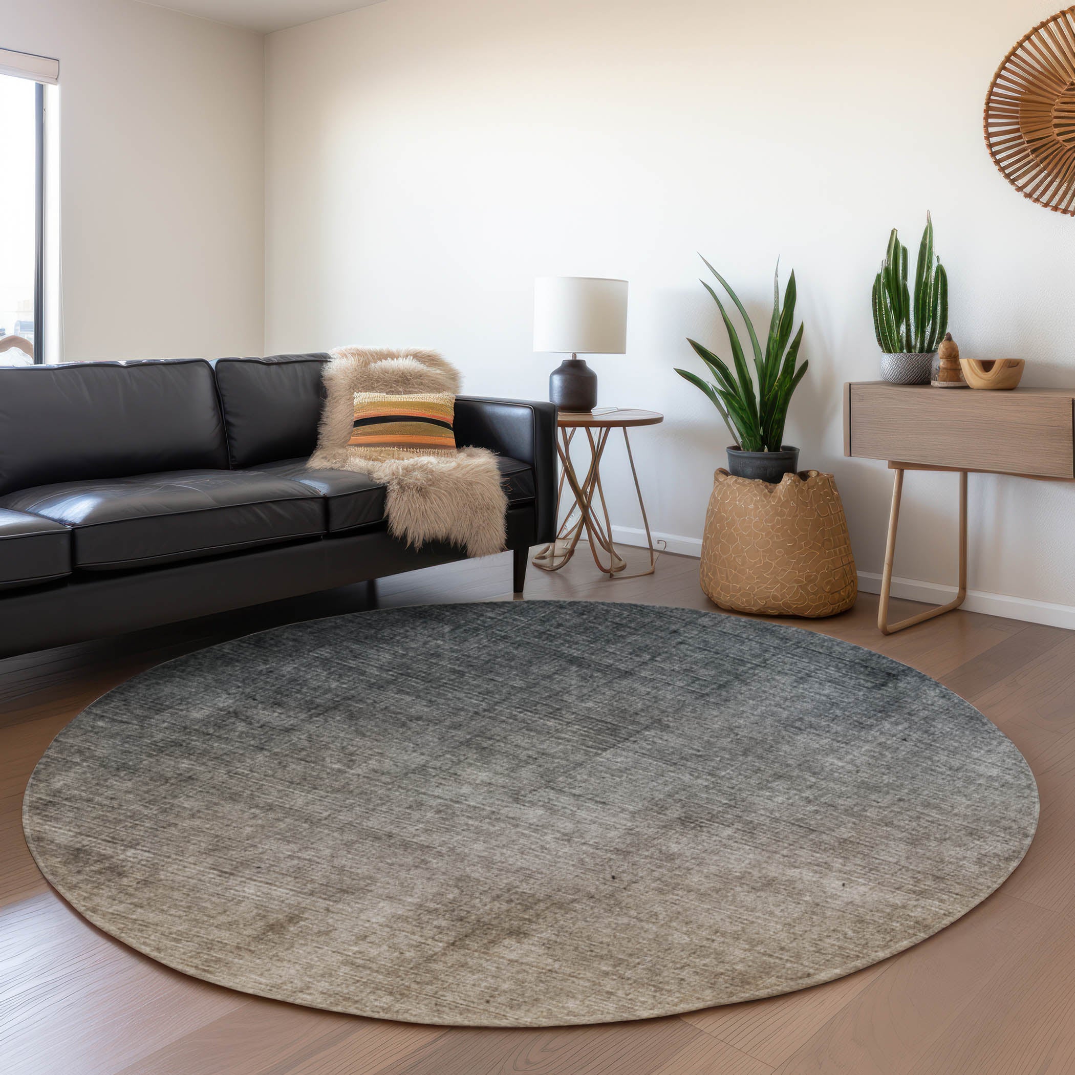 Jaipur Machine Washable Transitional Gray Rug 8' x 8' #shape_Round