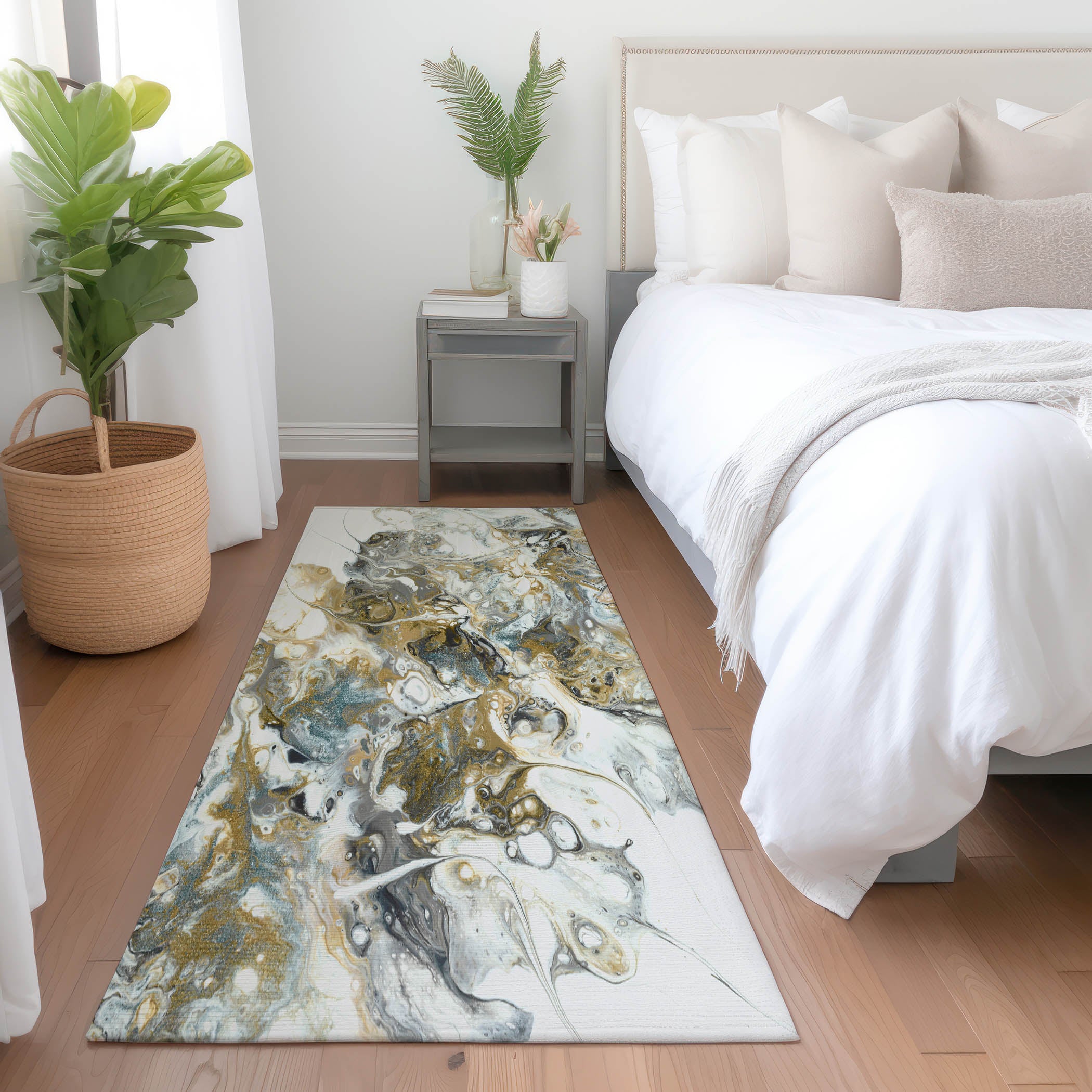 Lima Machine Washable Contemporary Smoke Neutral Rug 2'3" x 7'6" #shape_Runner