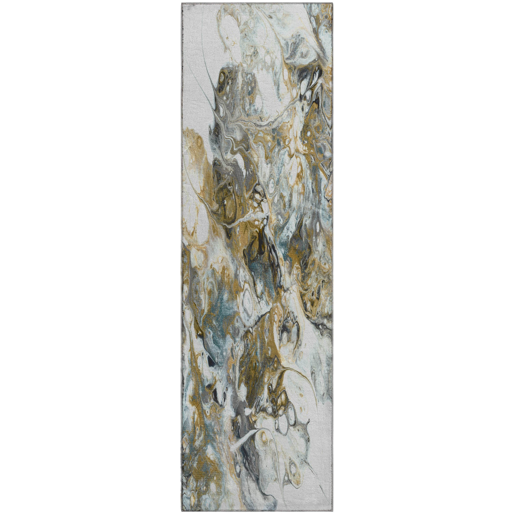 Lima Machine Washable Contemporary Smoke Neutral Rug 2'3" x 7'6" #shape_Runner