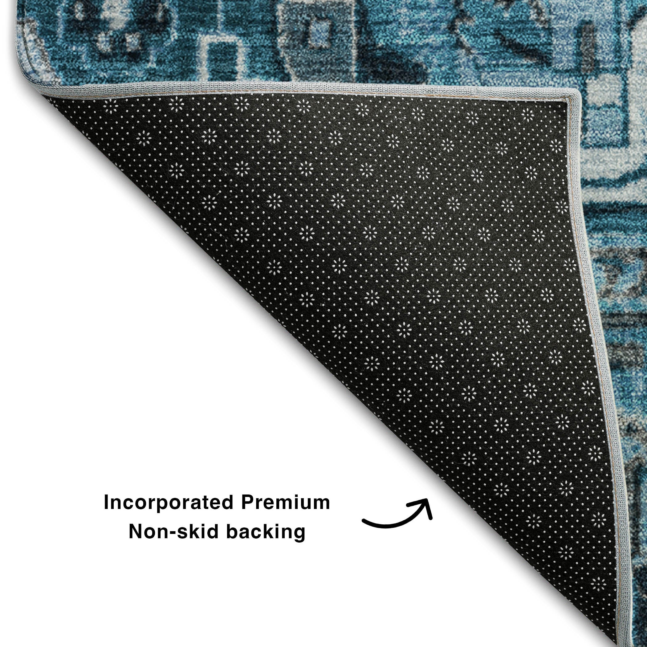 Bern Machine Washable Traditional Blue Rug 1'8" x 2'6" #shape_Rectangle