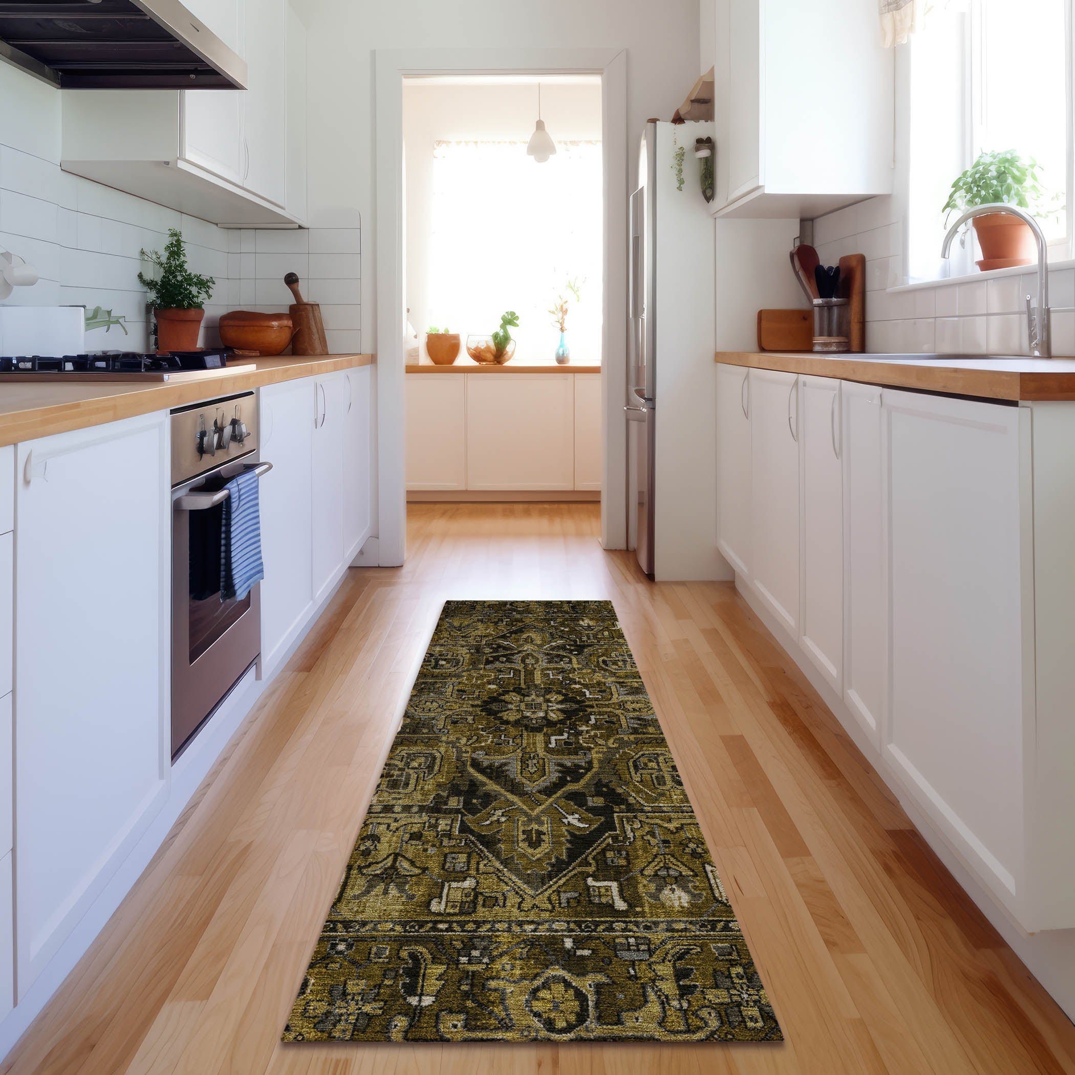 Bern Machine Washable Traditional Brown Rug 2'3" x 7'6" #shape_Runner