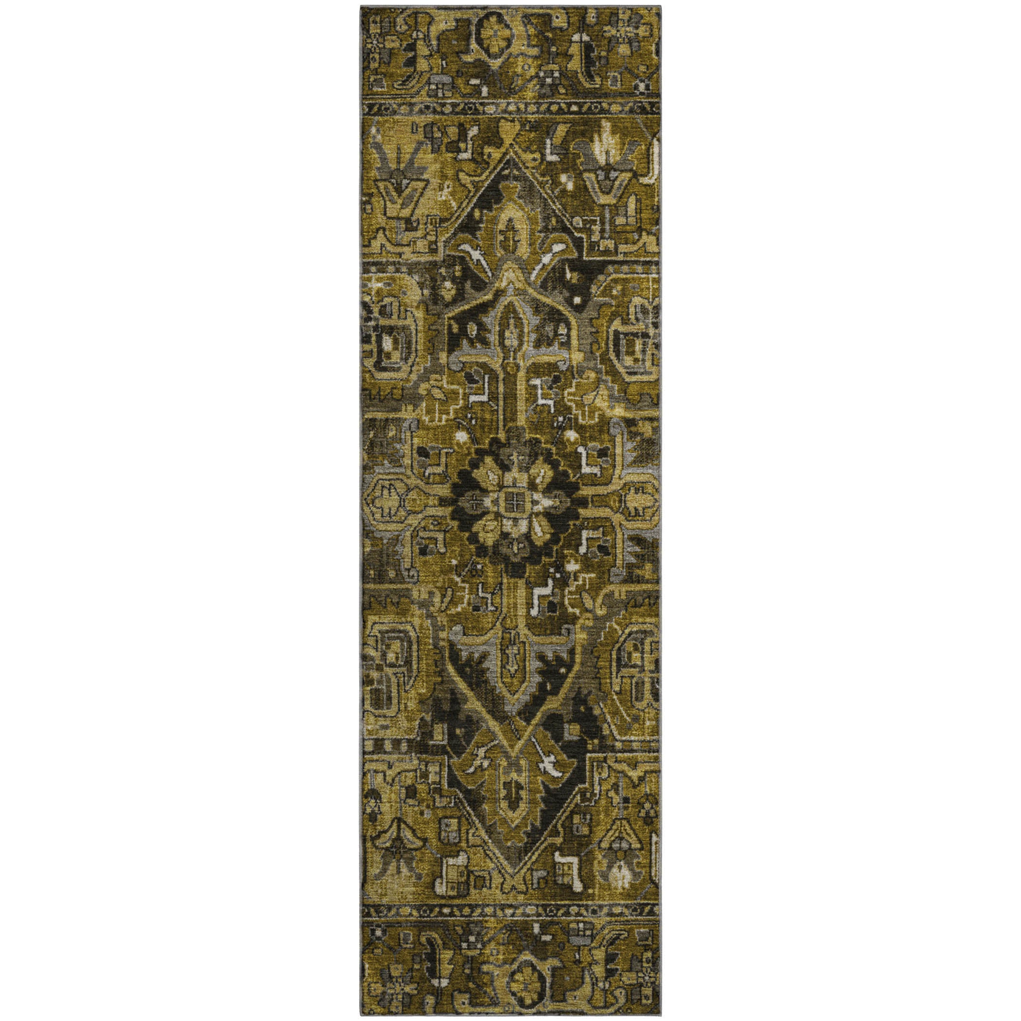 Bern Machine Washable Traditional Brown Rug 2'3" x 7'6" #shape_Runner