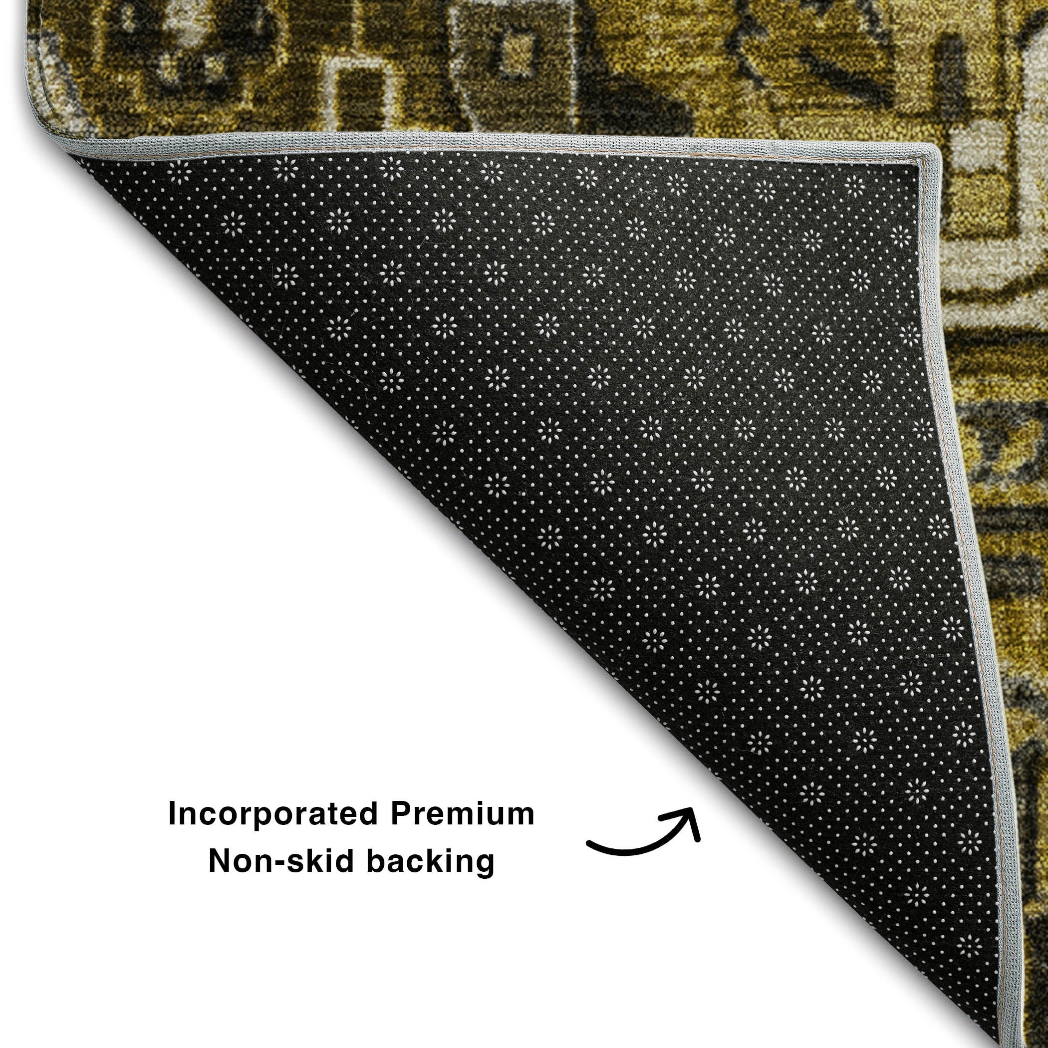 Bern Machine Washable Traditional Brown Rug 1'8" x 2'6" #shape_Rectangle