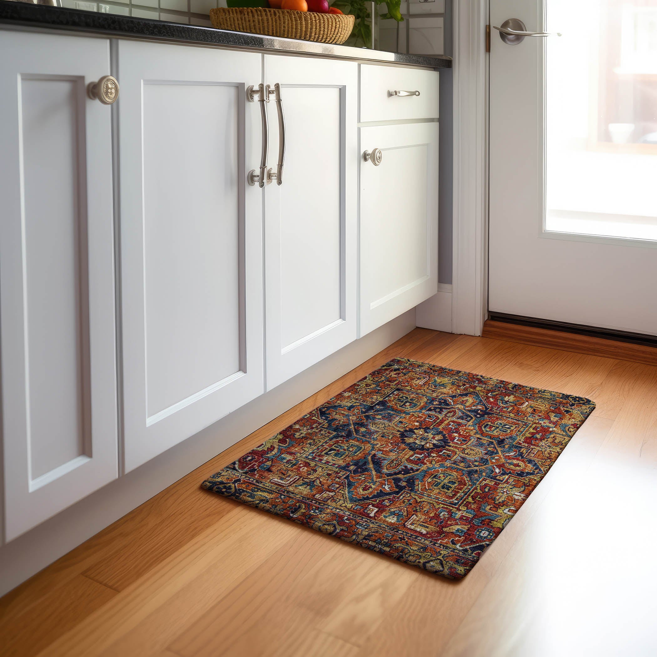 Bern Machine Washable Traditional Paprika Orange Rug 1'8" x 2'6" #shape_Rectangle