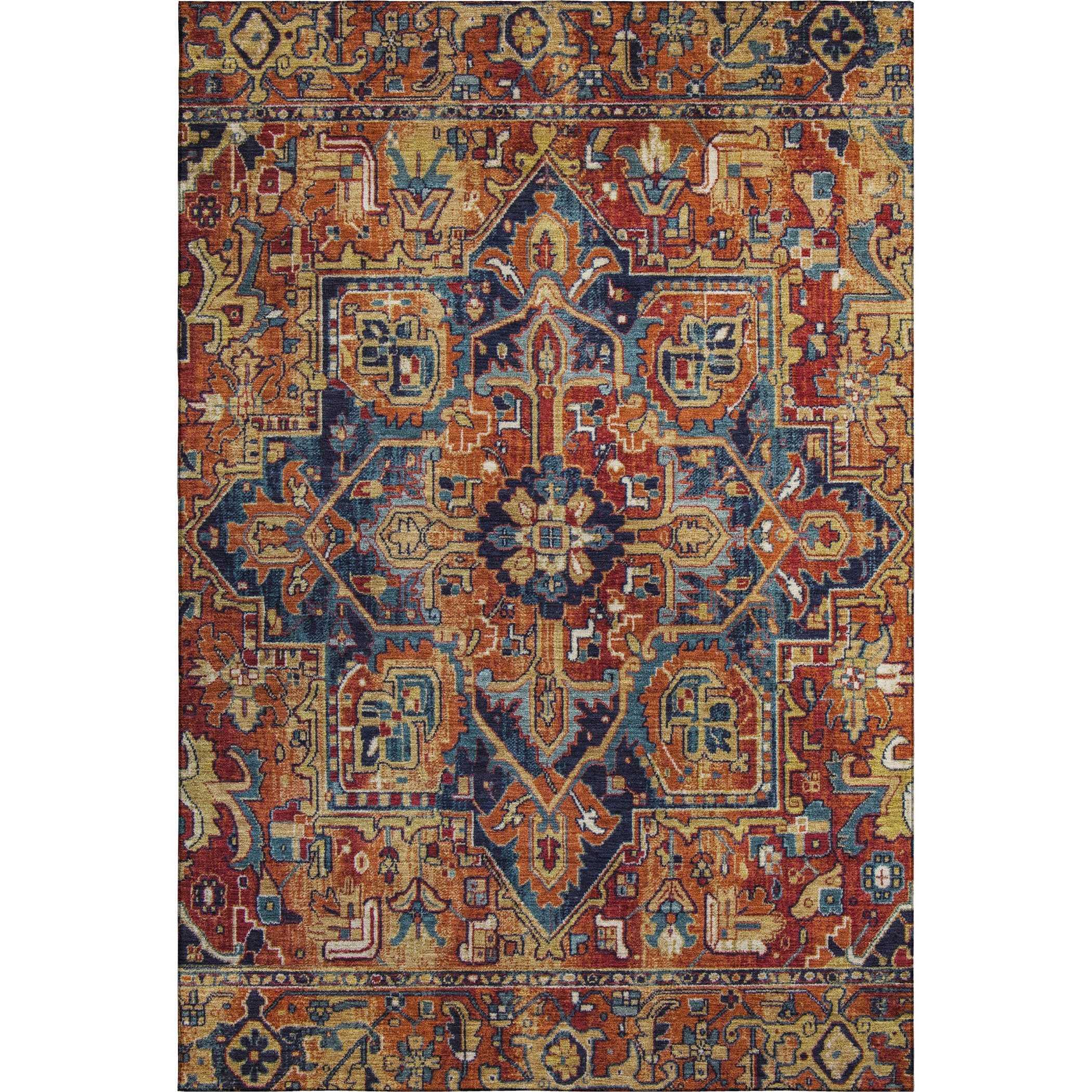 Bern Machine Washable Traditional Paprika Orange Rug 2'6" x 3'10" #shape_Rectangle
