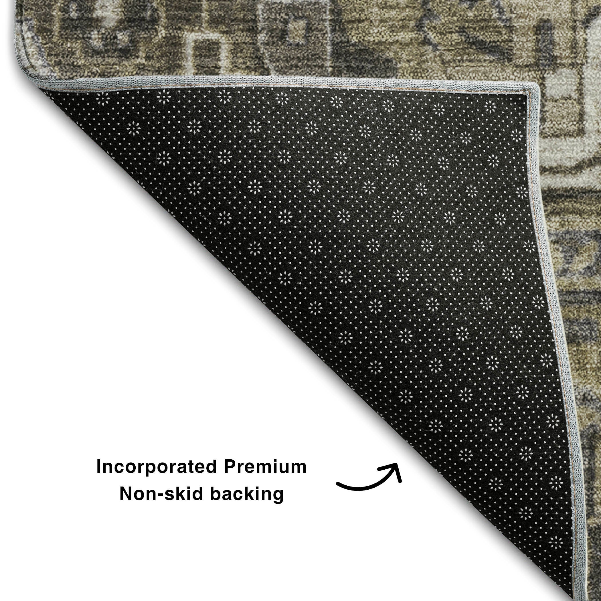 Bern Machine Washable Traditional Taupe Brown Rug 1'8" x 2'6" #shape_Rectangle