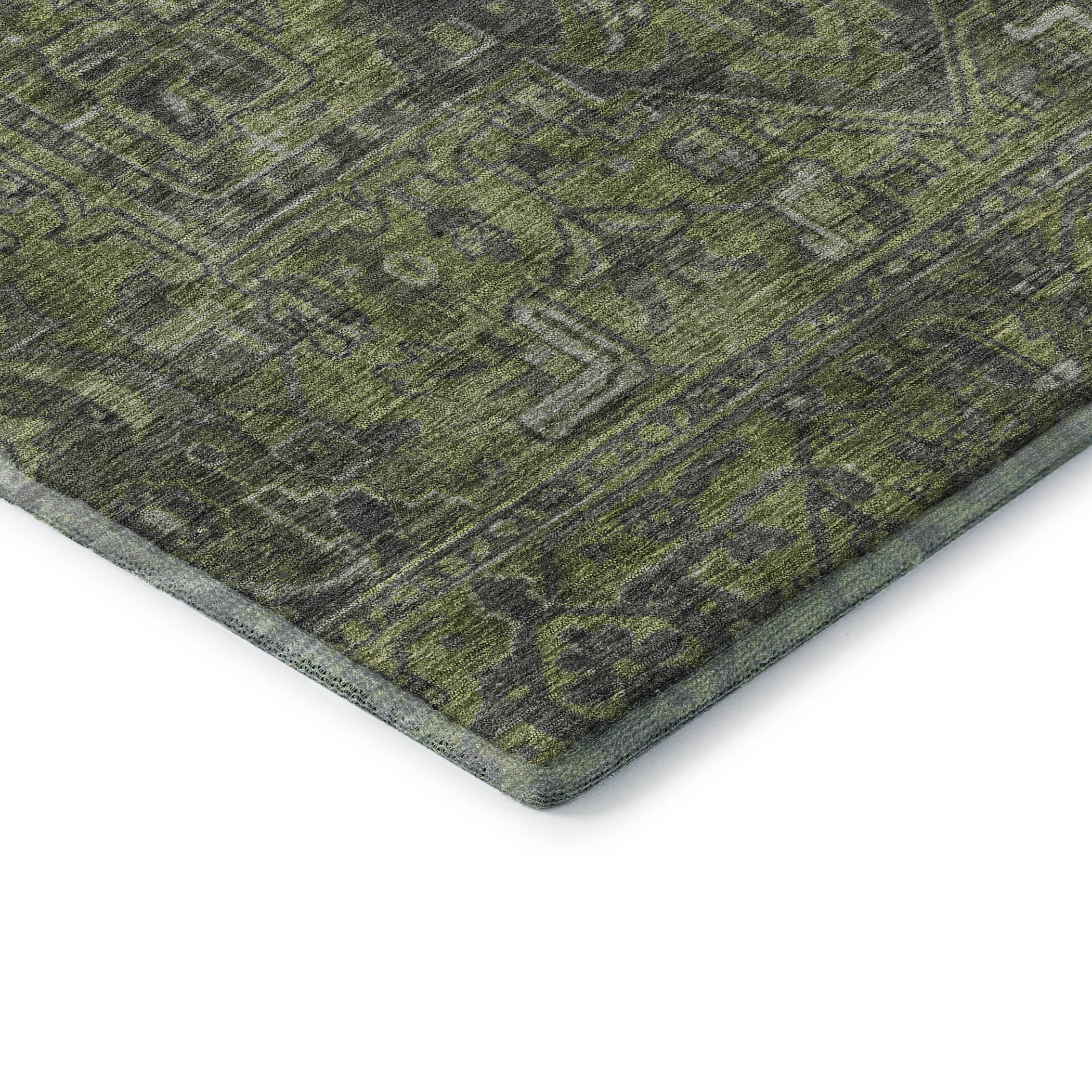 Reykjavik Machine Washable Traditional Green Rug 1'8" x 2'6" #shape_Rectangle