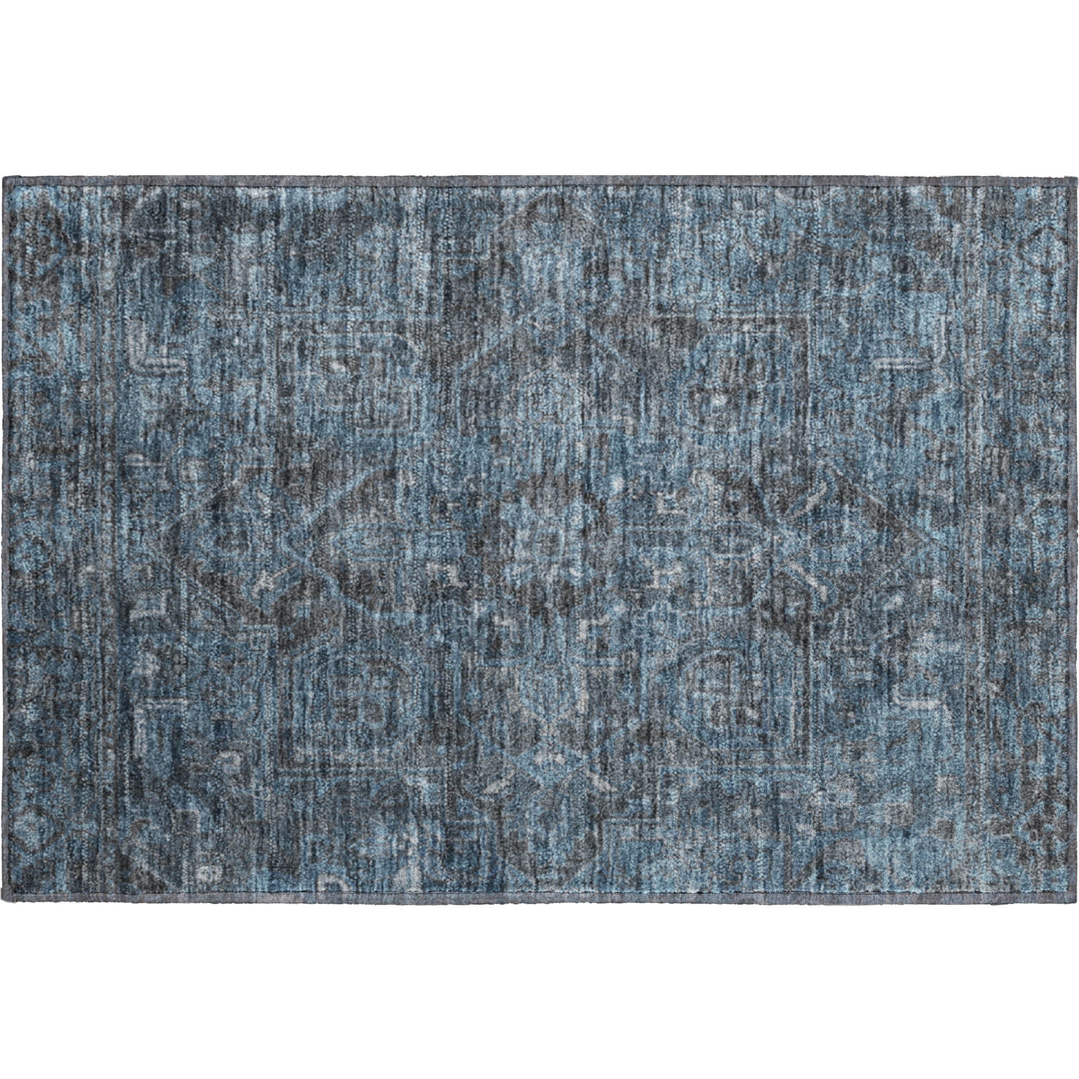 Reykjavik Machine Washable Traditional Navy Blue Rug 1'8" x 2'6" #shape_Rectangle