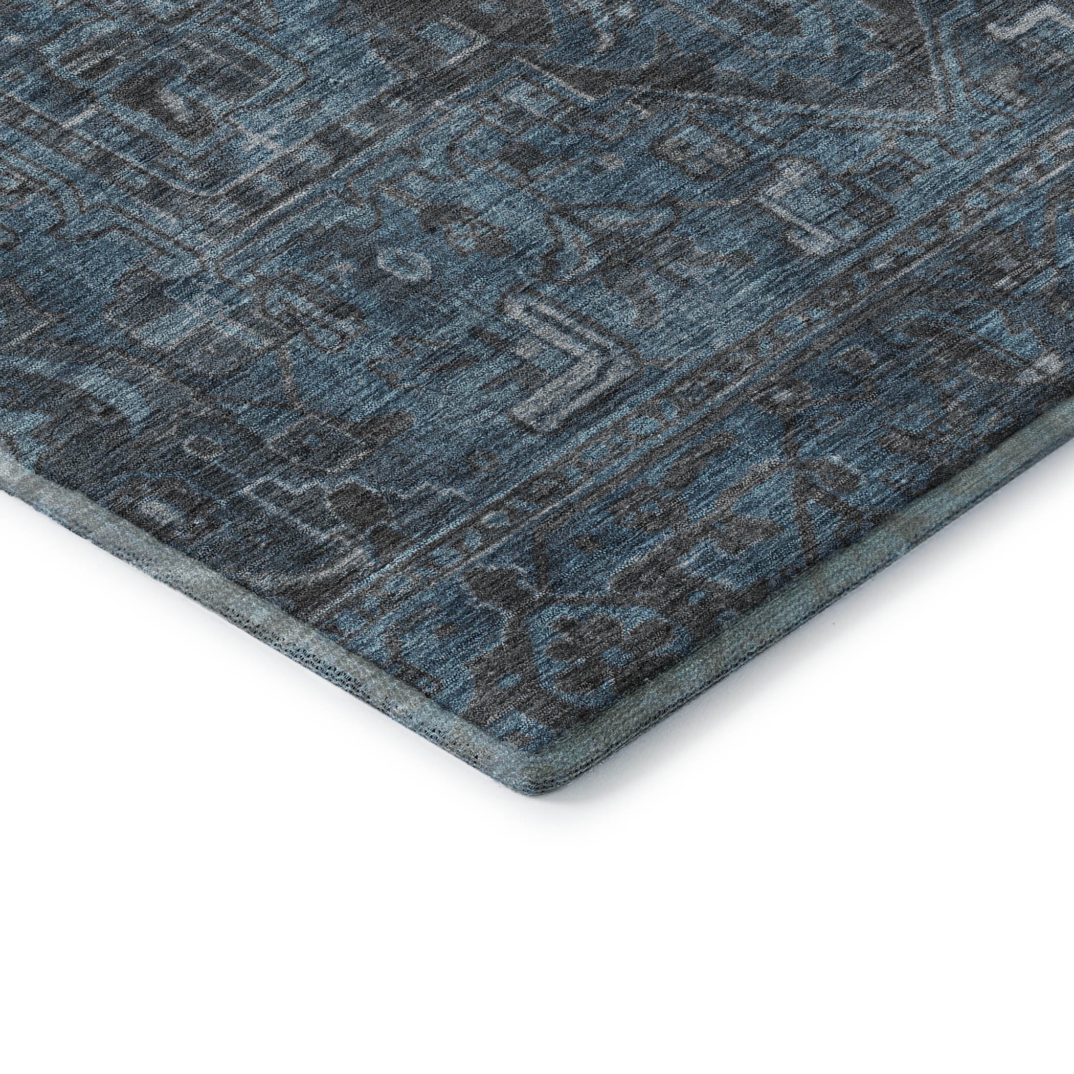 Reykjavik Machine Washable Traditional Navy Blue Rug 1'8" x 2'6" #shape_Rectangle
